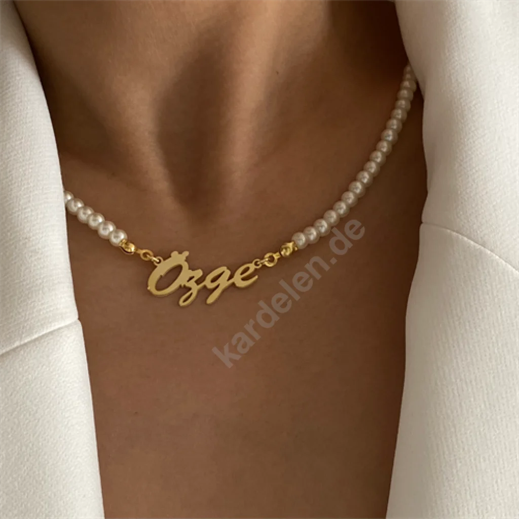 Signatur Kette Waagerecht mit Perlen (7017626763309)