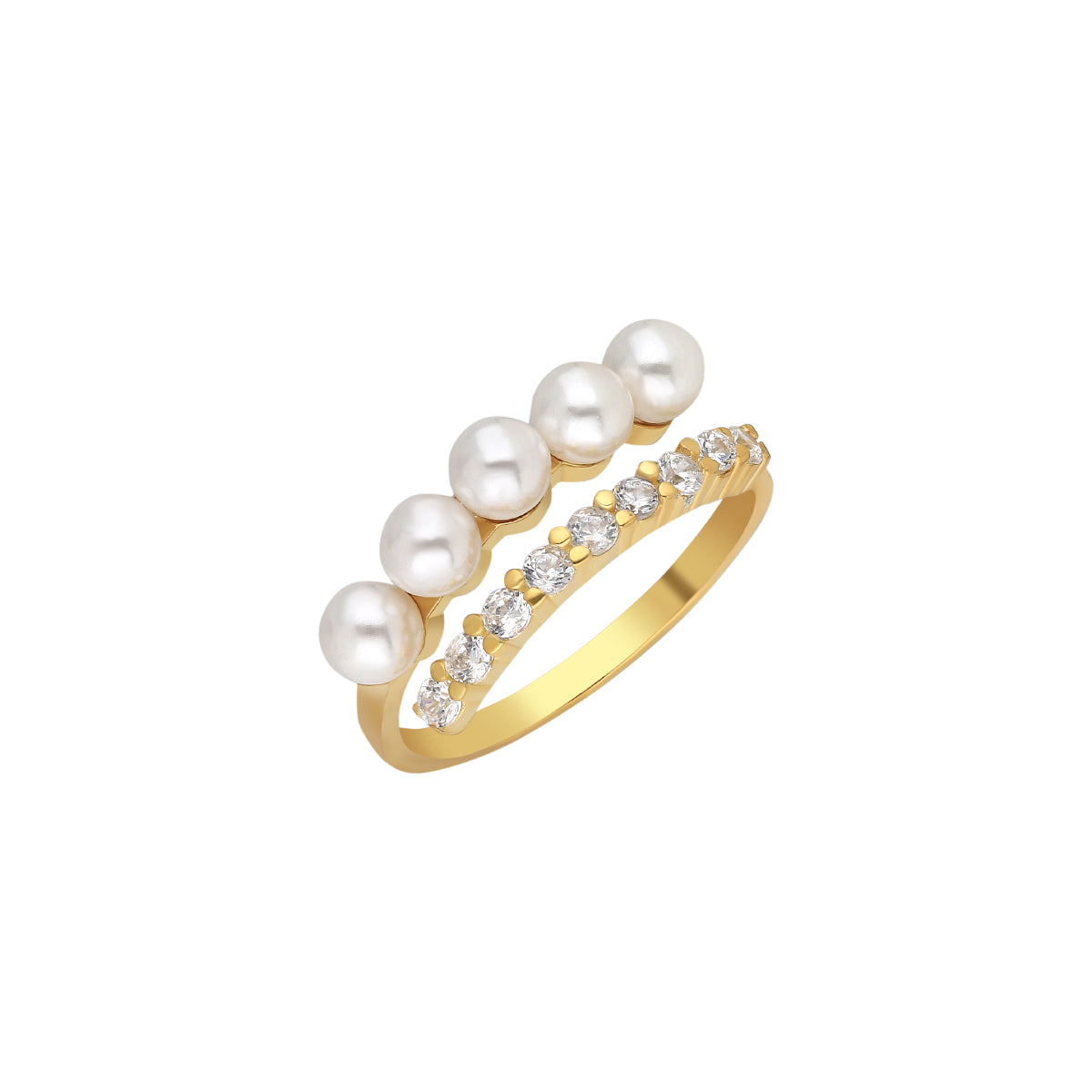 Pointed Pearl Zirconia Ring (7151759917101)