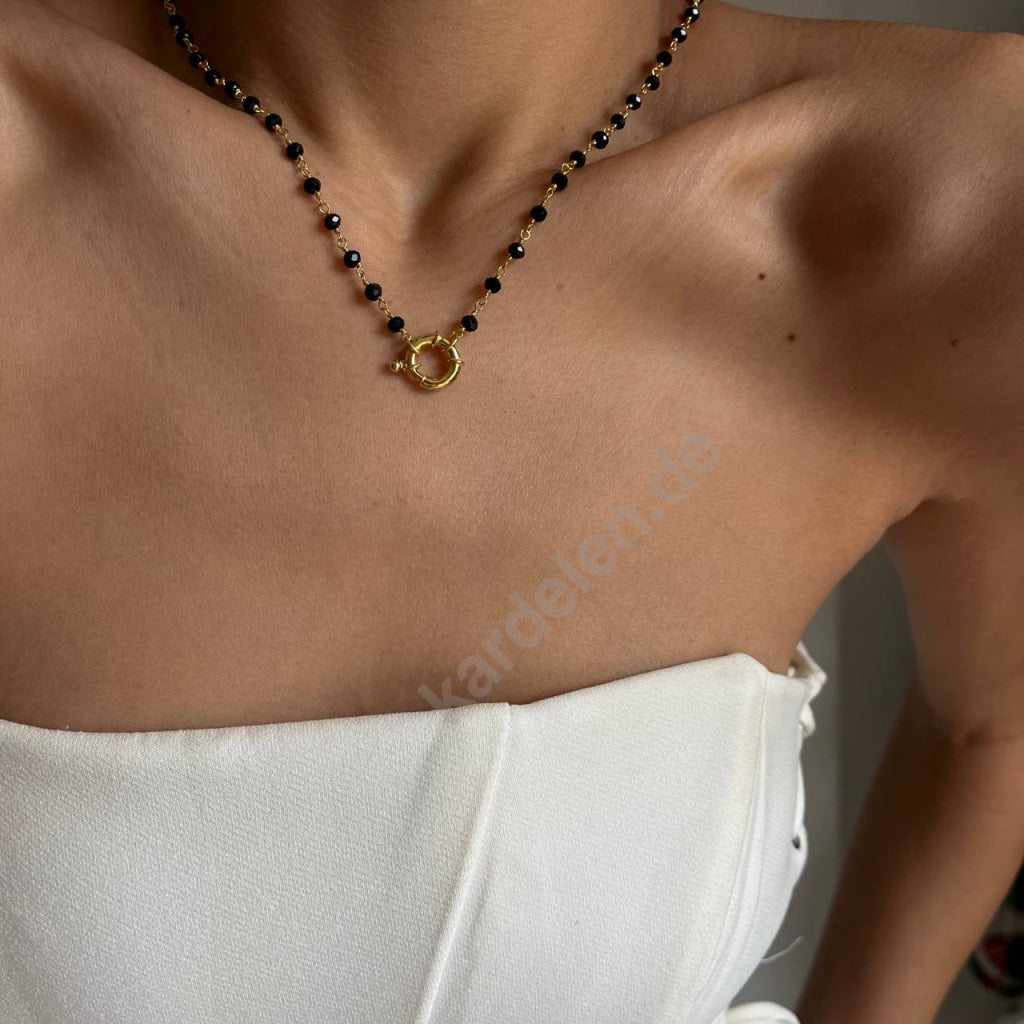 Pearl Schwarz Chain Halskette (8131713925422)