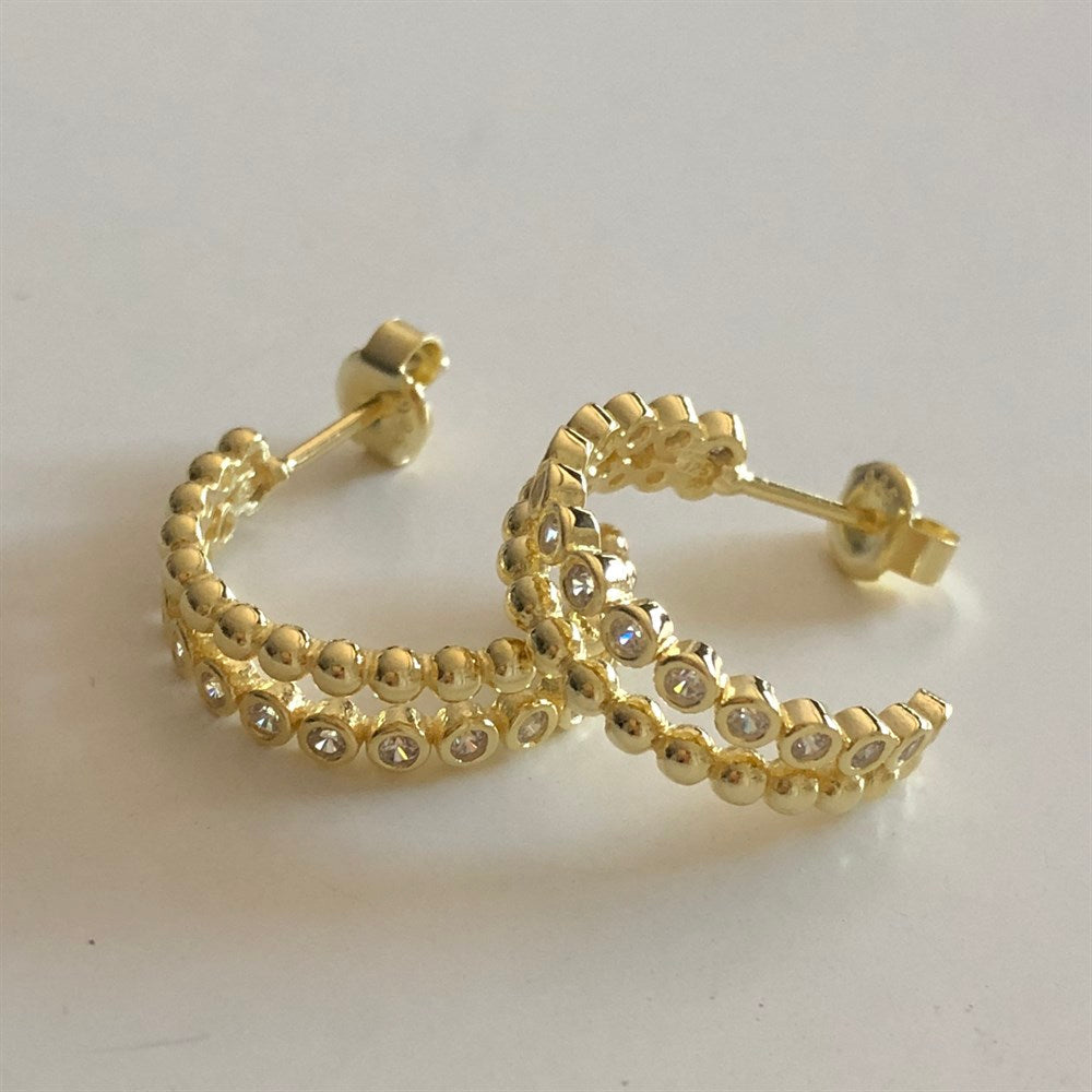 Ball Half Zirkonia Ohrring (6991030059053)