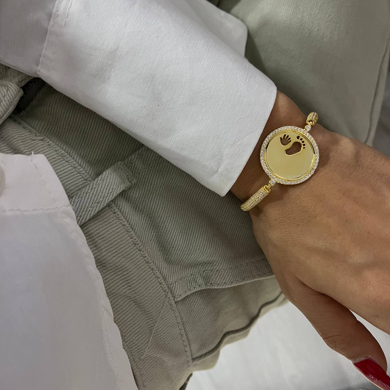 Zirkonia Gravurarmband Baby Hand&Fuß (7054412447789)