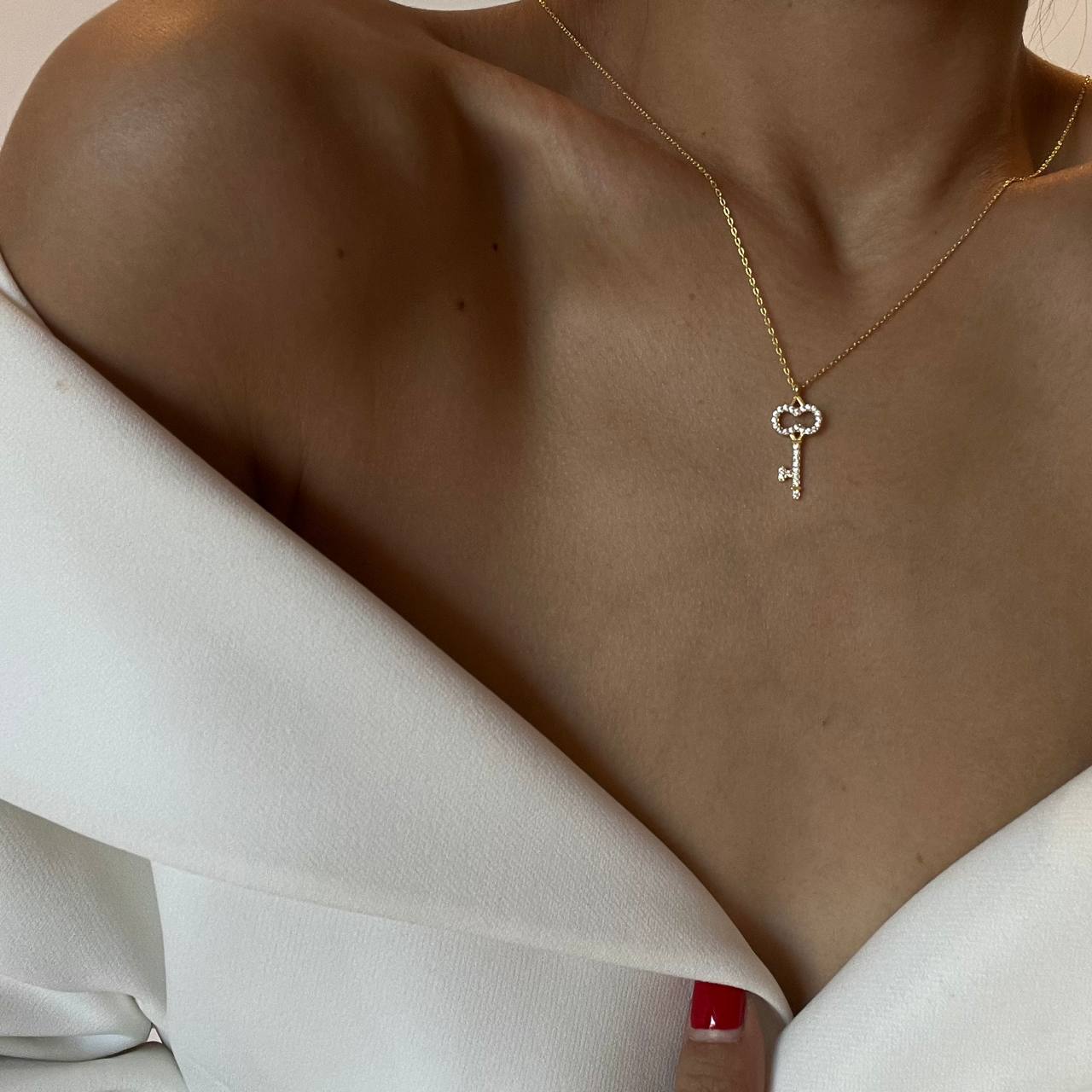 Schluss Halskette mit Zirkonia (7237211815981)