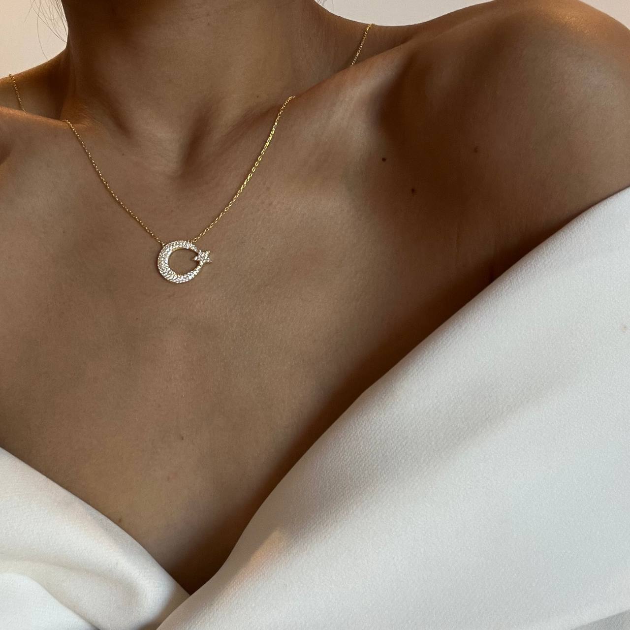 Ayyildiz Halskette mit Zirkonia (7237211488301)