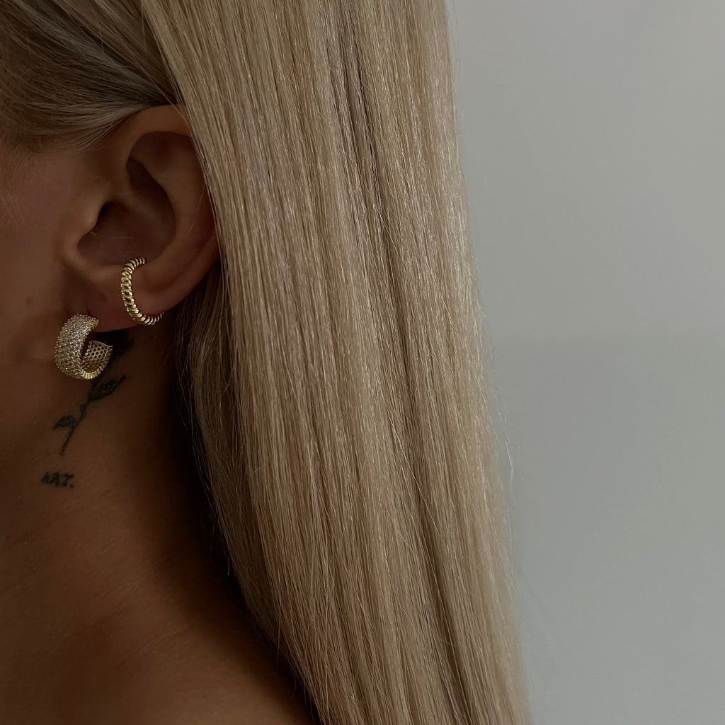 White CZ Single Line Eternity Hoop Earrings (7030562783277)