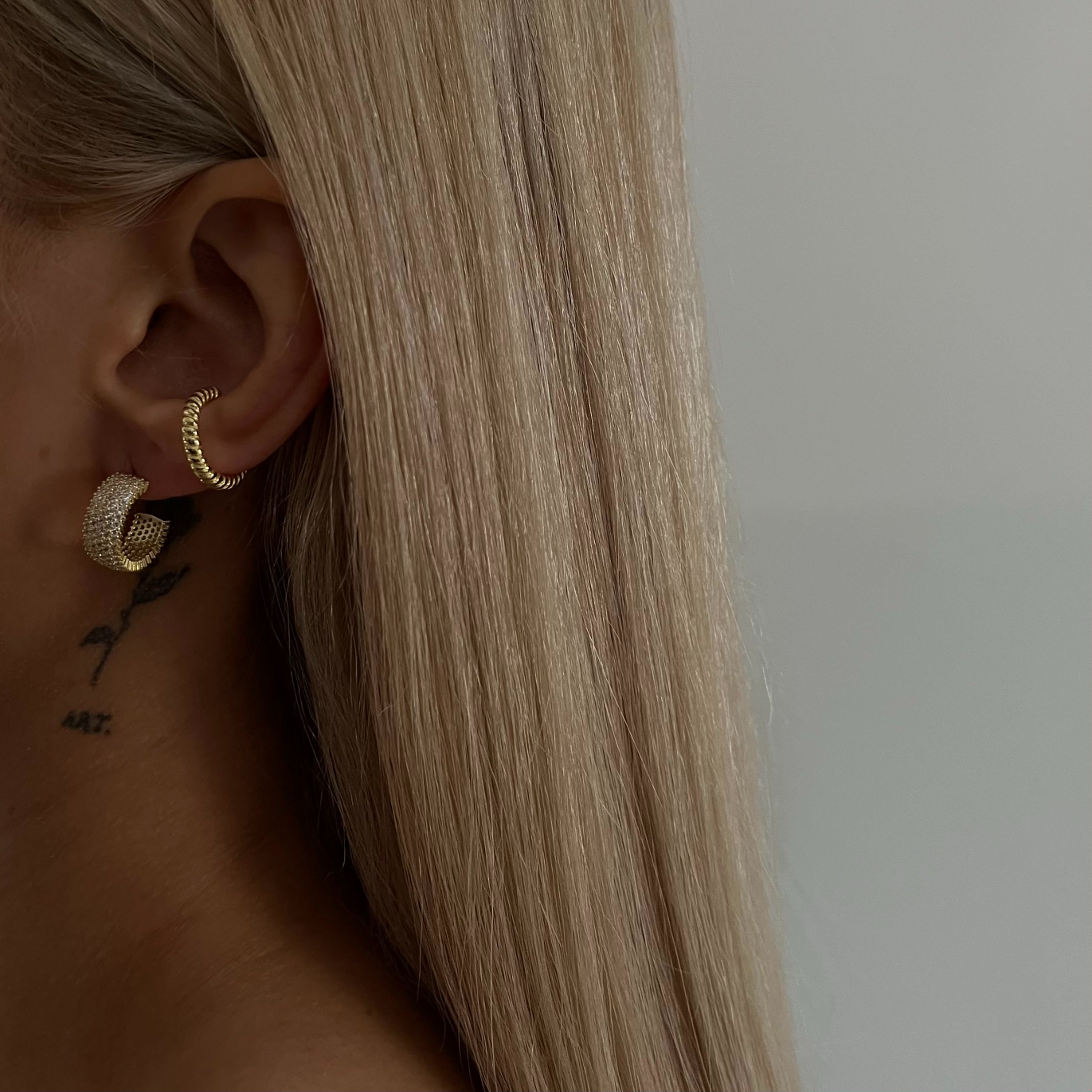 White CZ Single Line Eternity Hoop Earrings (7030562783277)