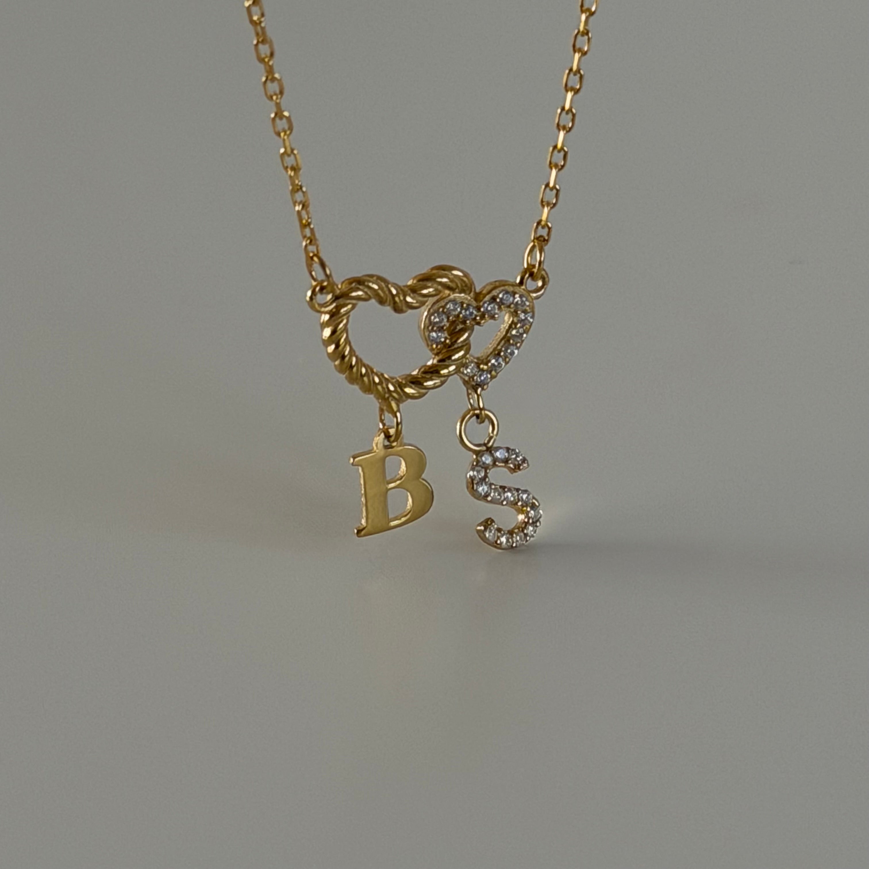 DUO HERZ BUCHSTABEN HALSKETTE | 925 SILBER