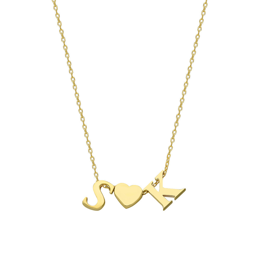 HEART & DUO LETTER NECKLACE (8926403821911)