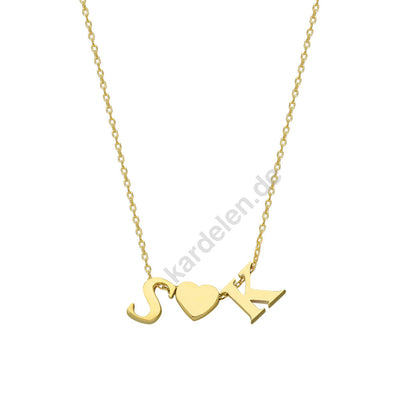 HEART & DUO LETTER NECKLACE (8926403821911)