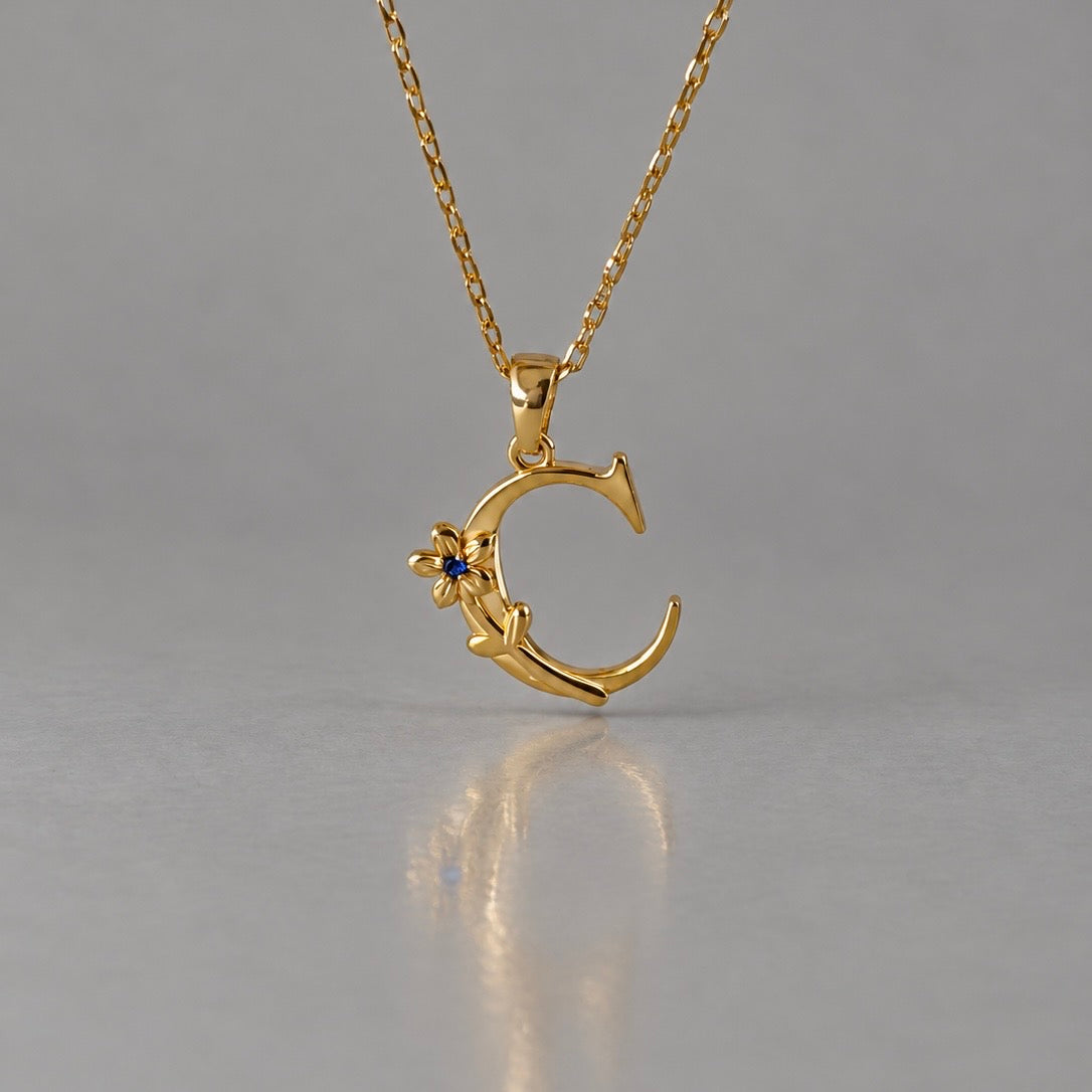 GEBURTSBLUME BUCHSTABEN HALSKETTE| 925 SILBER