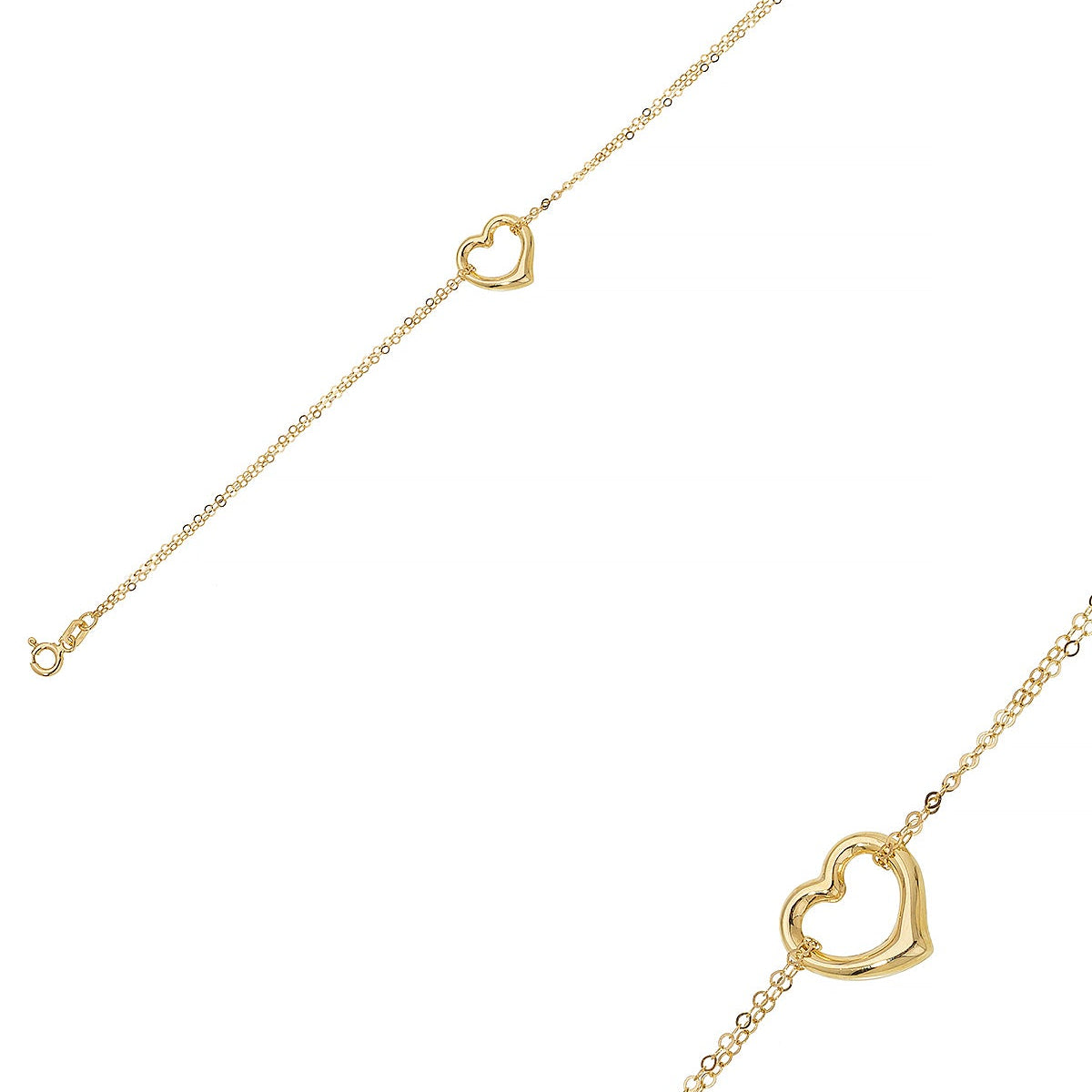 DOPPELHERZ-KETTENARMBAND FÜR DAMEN ARMKETTE | 14K GOLD