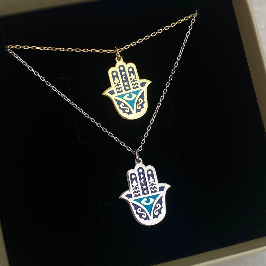 COLORFULL HAMSA HALSKETTE II- 925 SILBER