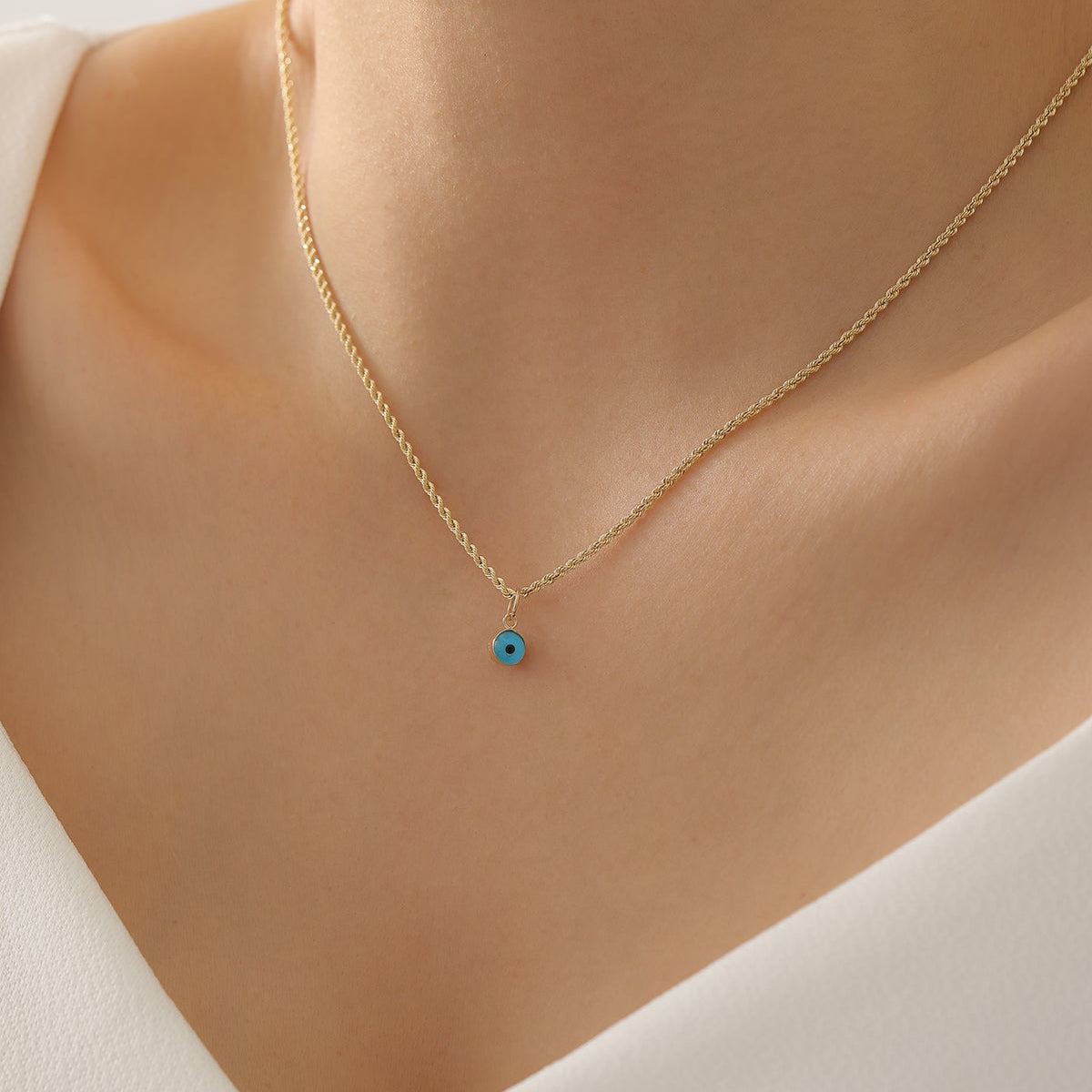 AUGEN-ANHÄNGER MIT NAZAR-AMULETT | 14K GOLD