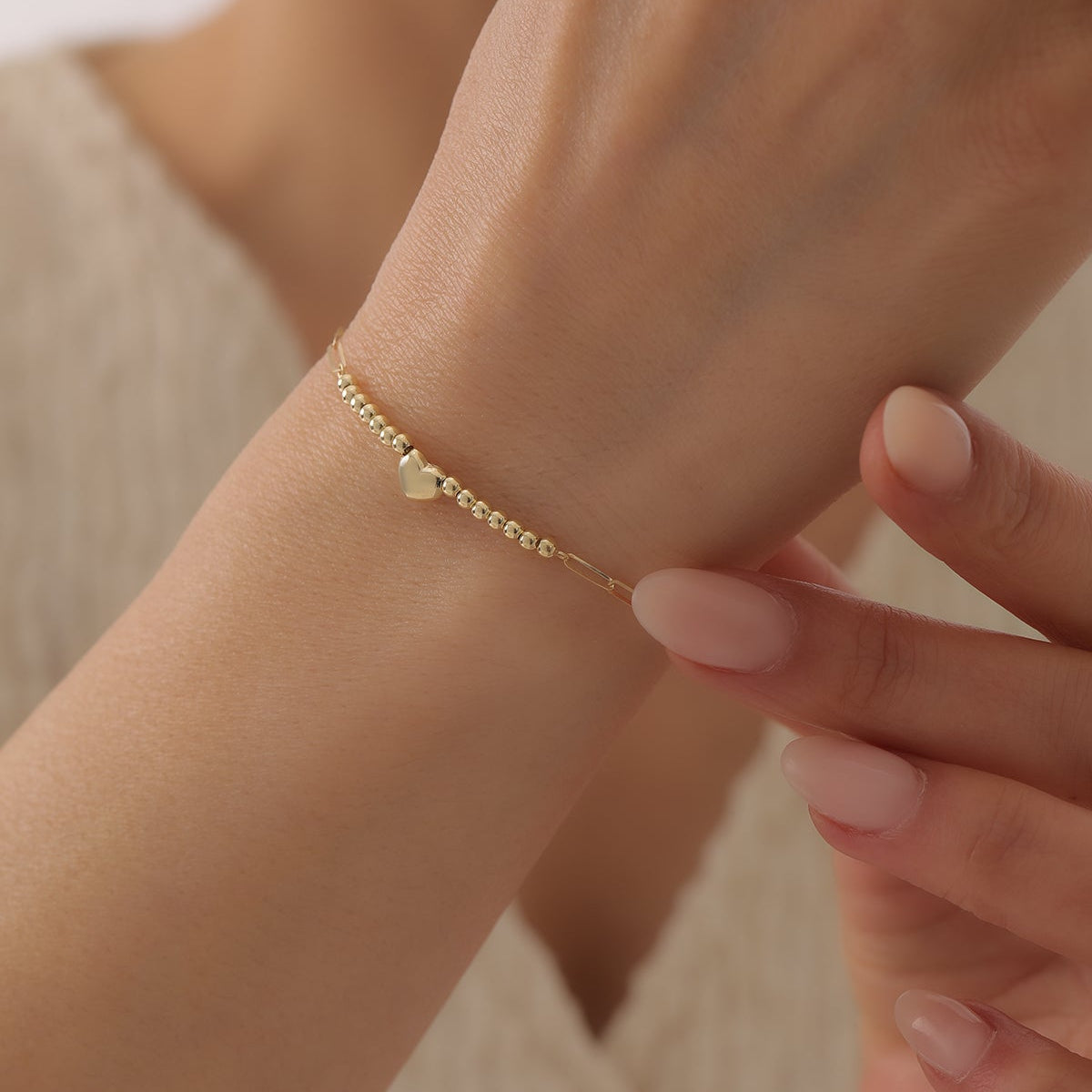 BÜROKLAMMER MIT KLEINEM HERZDETAIL ARMKETTE | 14K GOLD