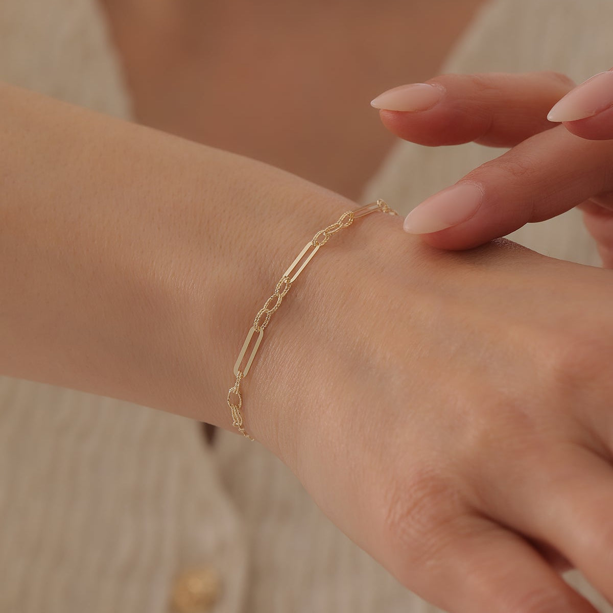 GLÄNZENDE KLAMMER-KETTE (CLIP-KETTE) ARMKETTE | 14K GOLD