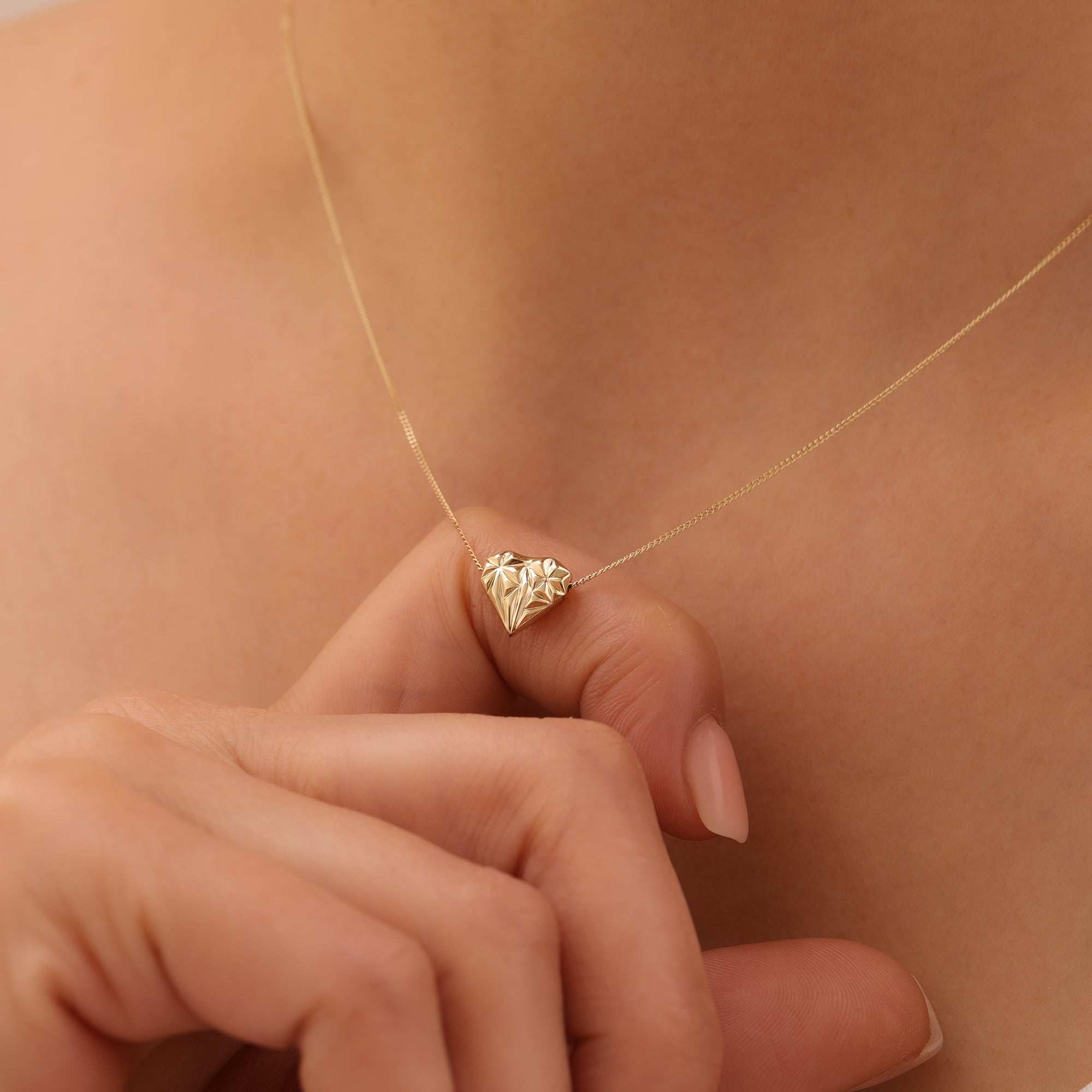 DIAMANTGESCHNITTENES HERZ DESIGN HALSKETTE | 14K GOLD