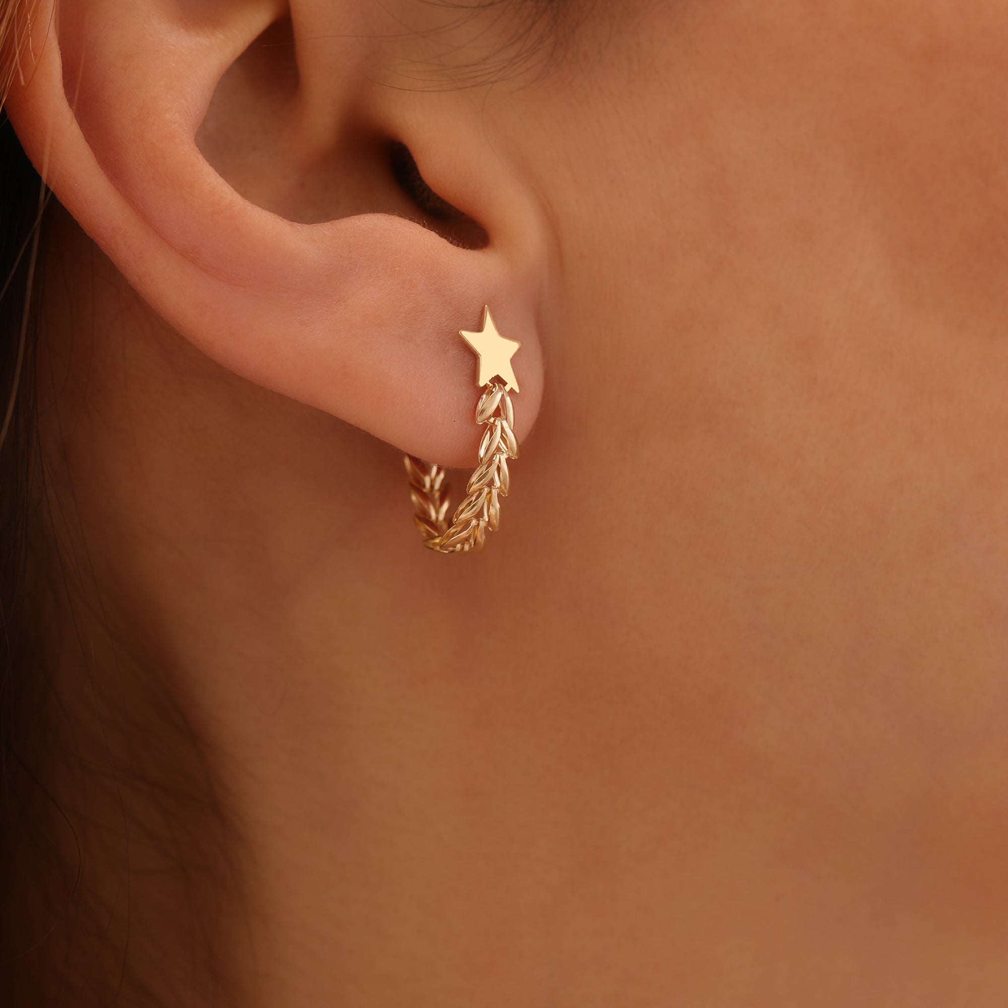 HÄNGENDER ÄHREN- UND STERN-OHRRINGE | 14K GOLD