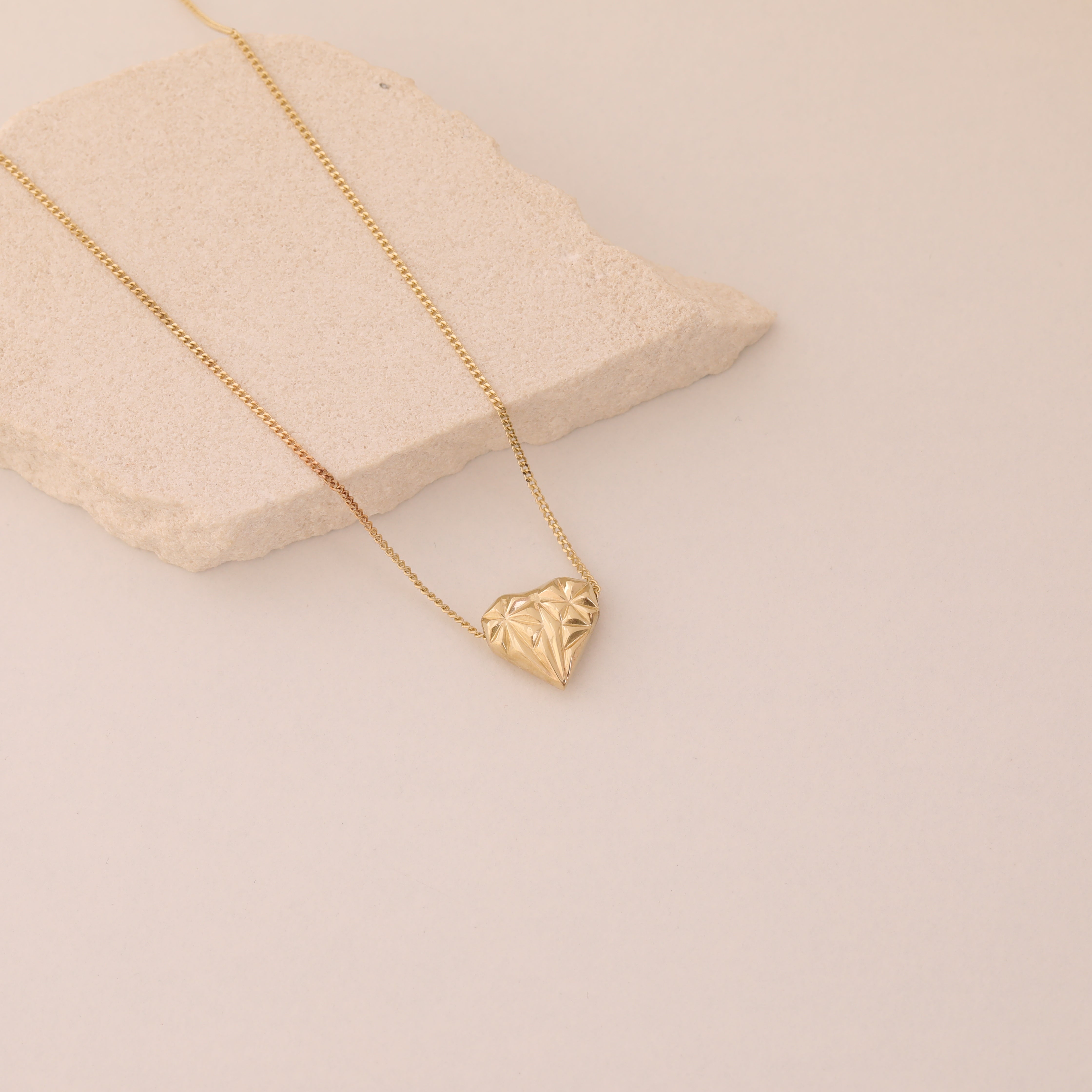 DIAMANTGESCHNITTENES HERZ DESIGN HALSKETTE | 14K GOLD