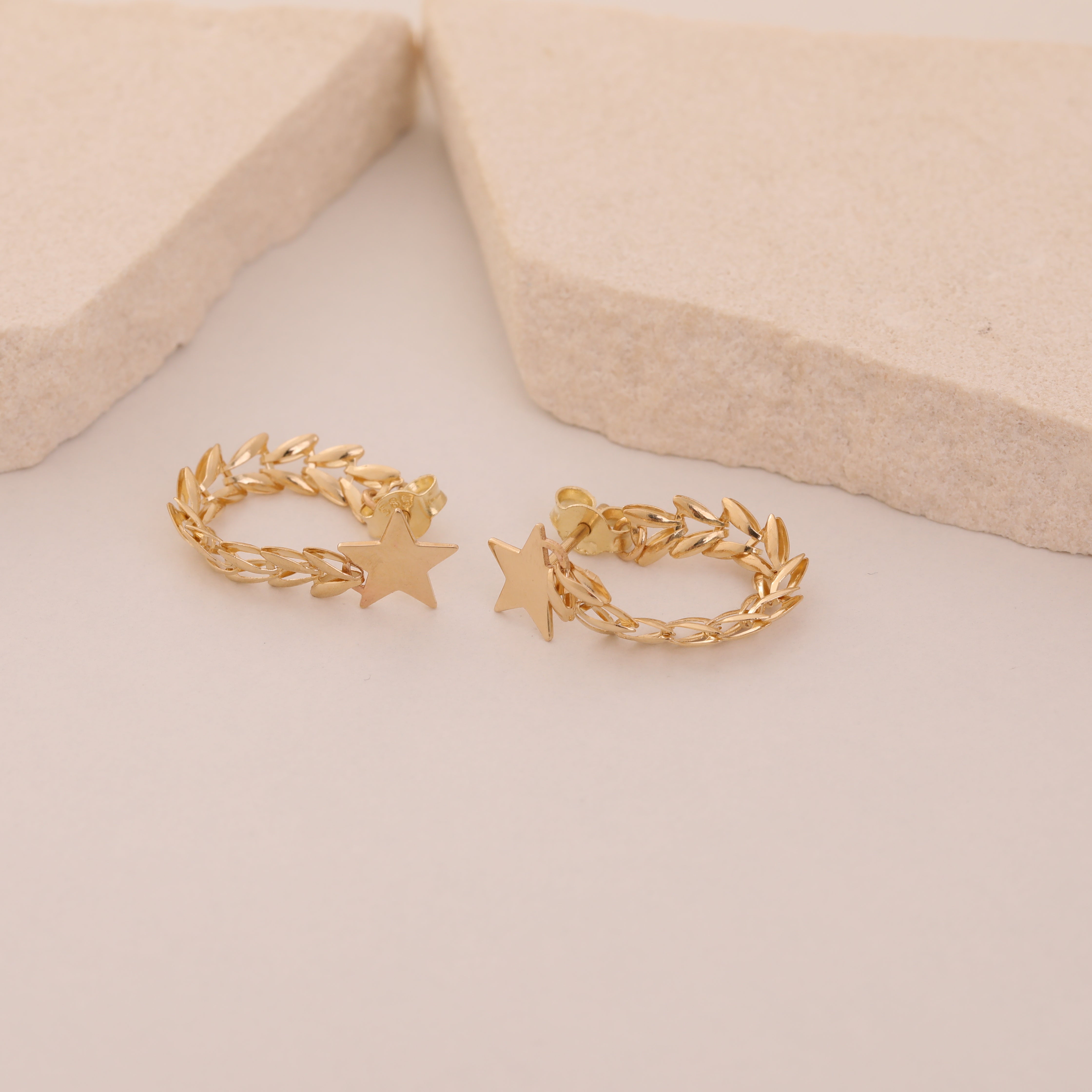 HÄNGENDER ÄHREN- UND STERN-OHRRINGE | 14K GOLD