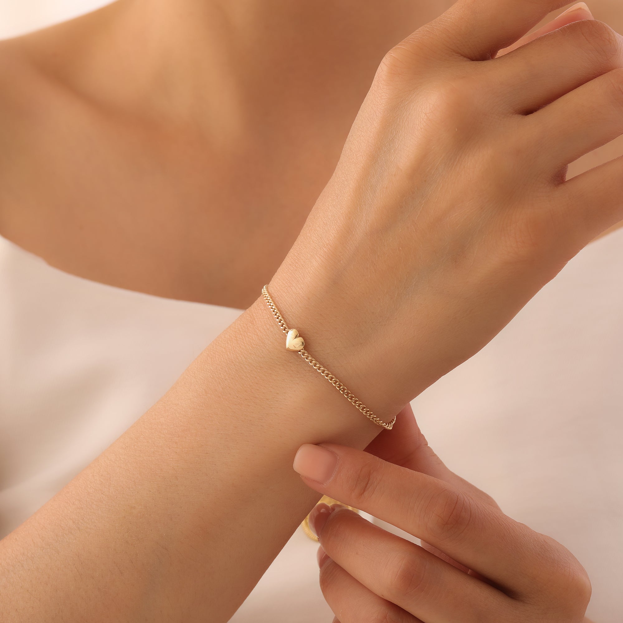 MINIMAL HERZ KETTE ARMKETTE | 14K GOLD