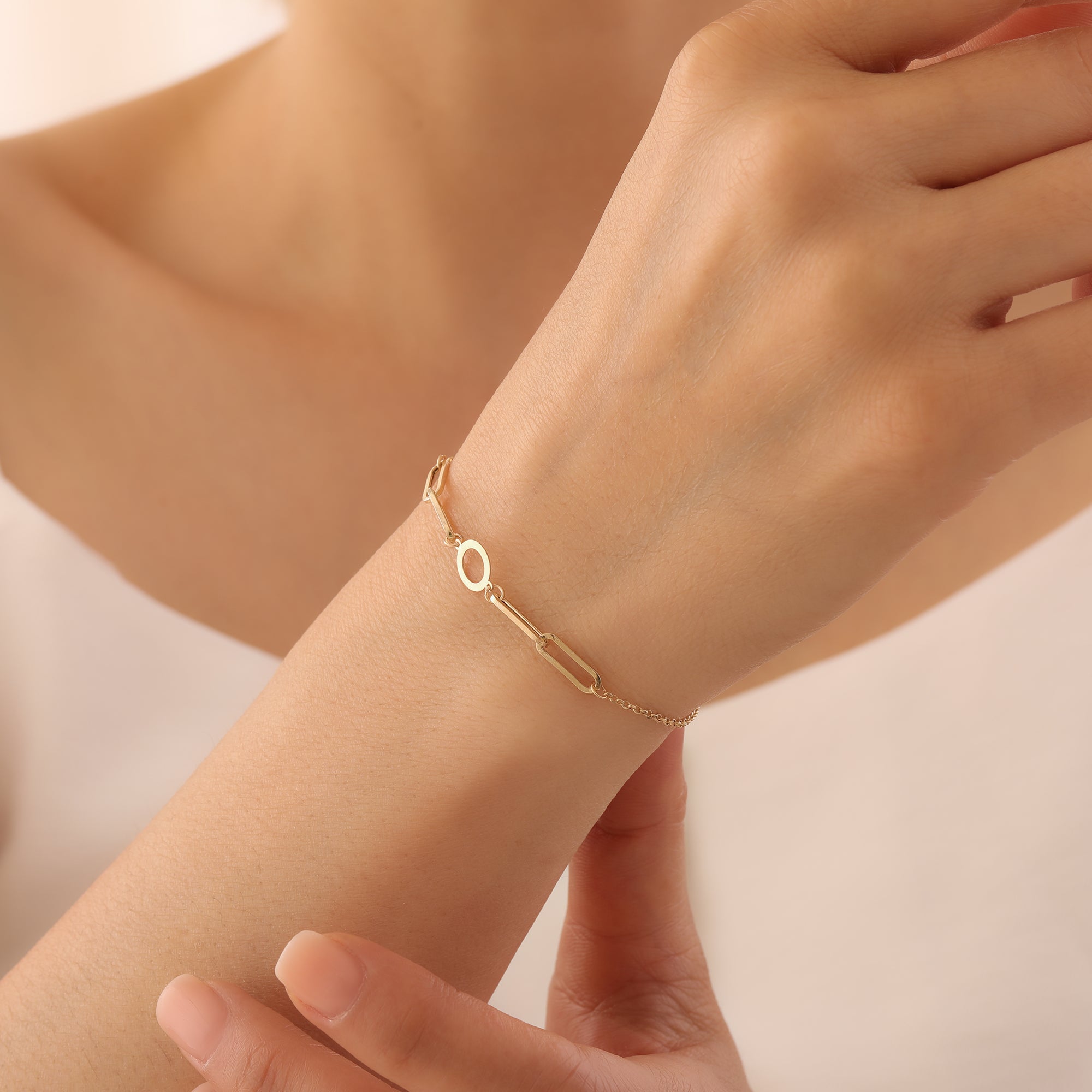RUNDER BÜROKLAMMER-ARMKETTE | 14K GOLD