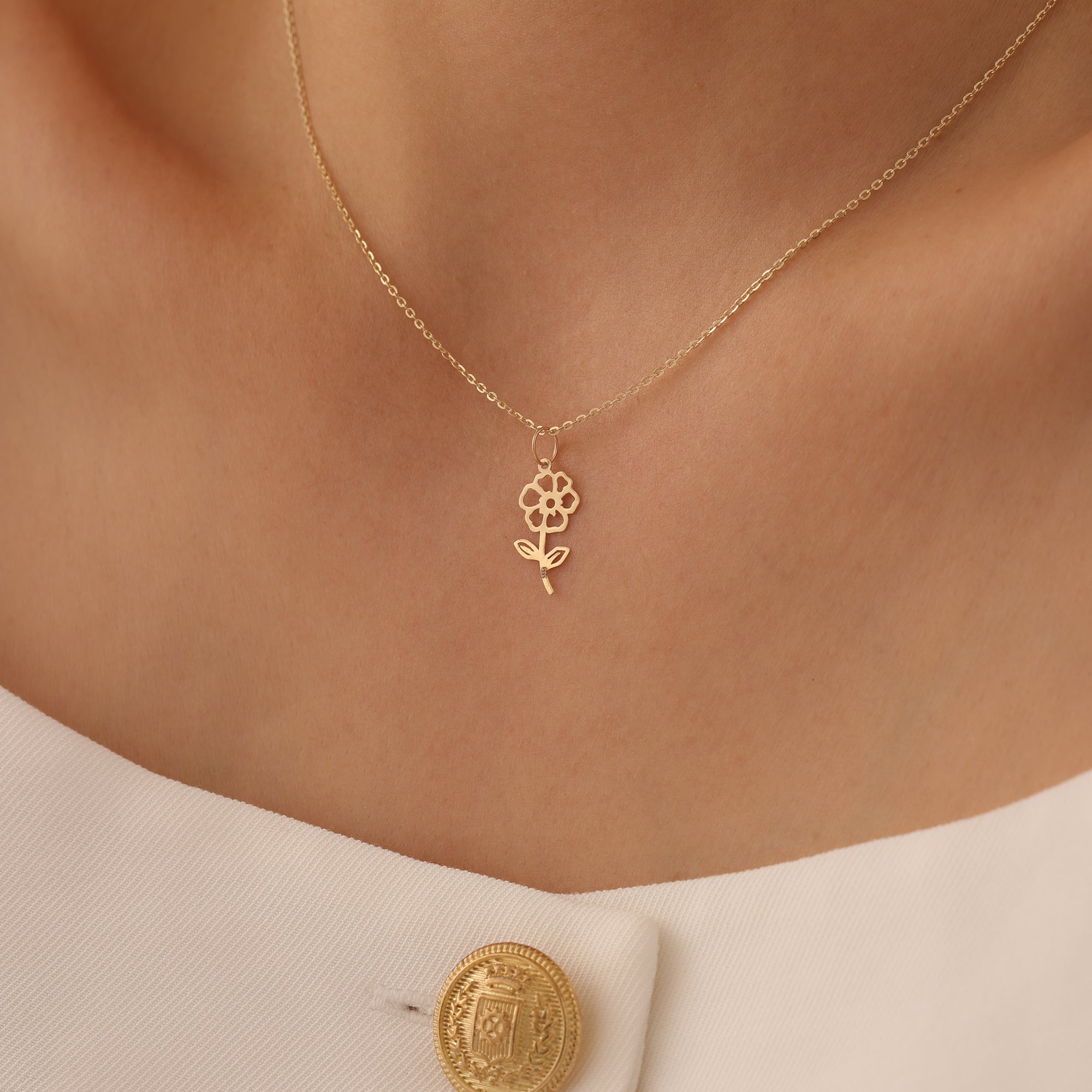 MINIMAL ELEGANTE BLUME ANHÄNGER | 14K GOLD