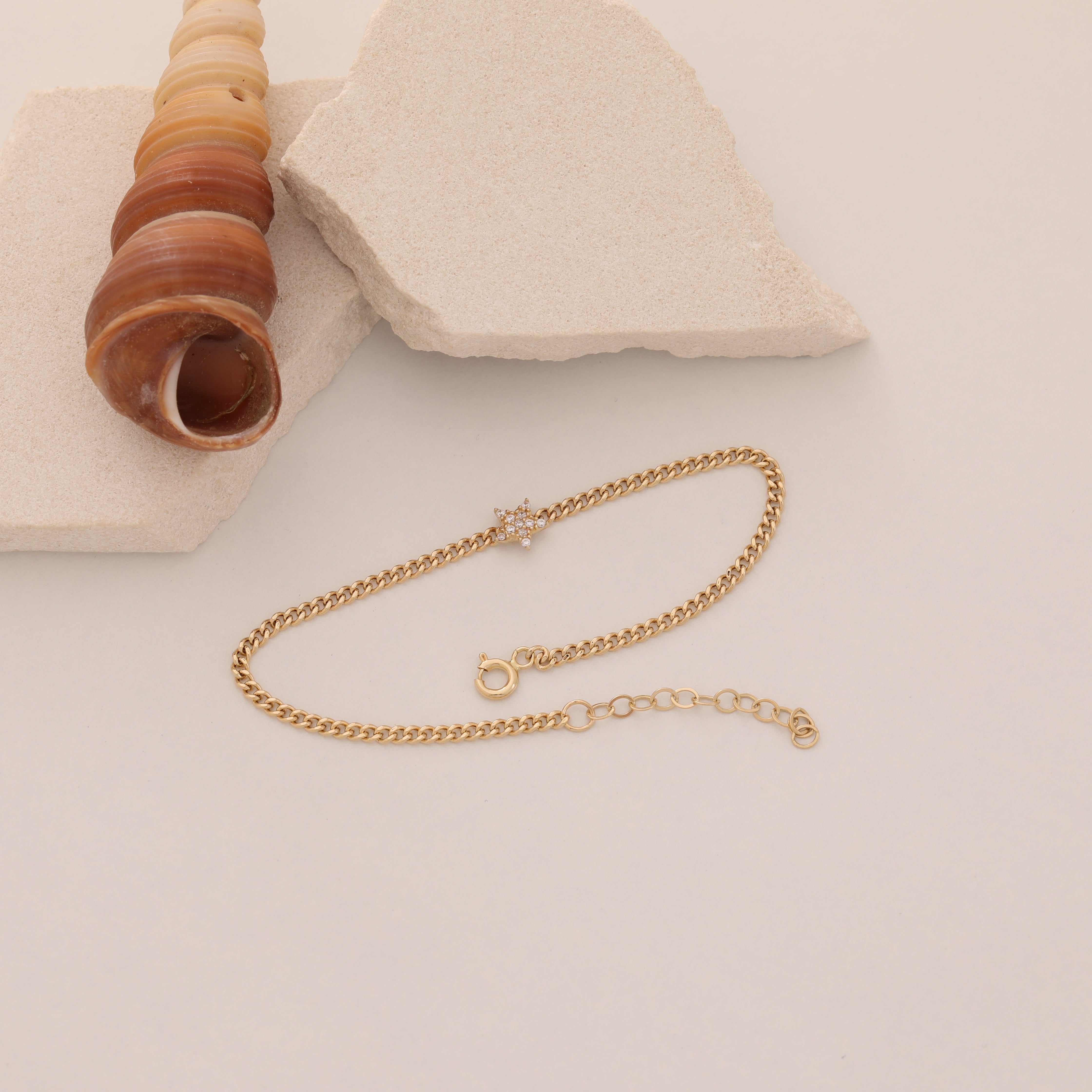 ZIRKONSTEIN STERNKETTE ARMKETTE | 14K GOLD