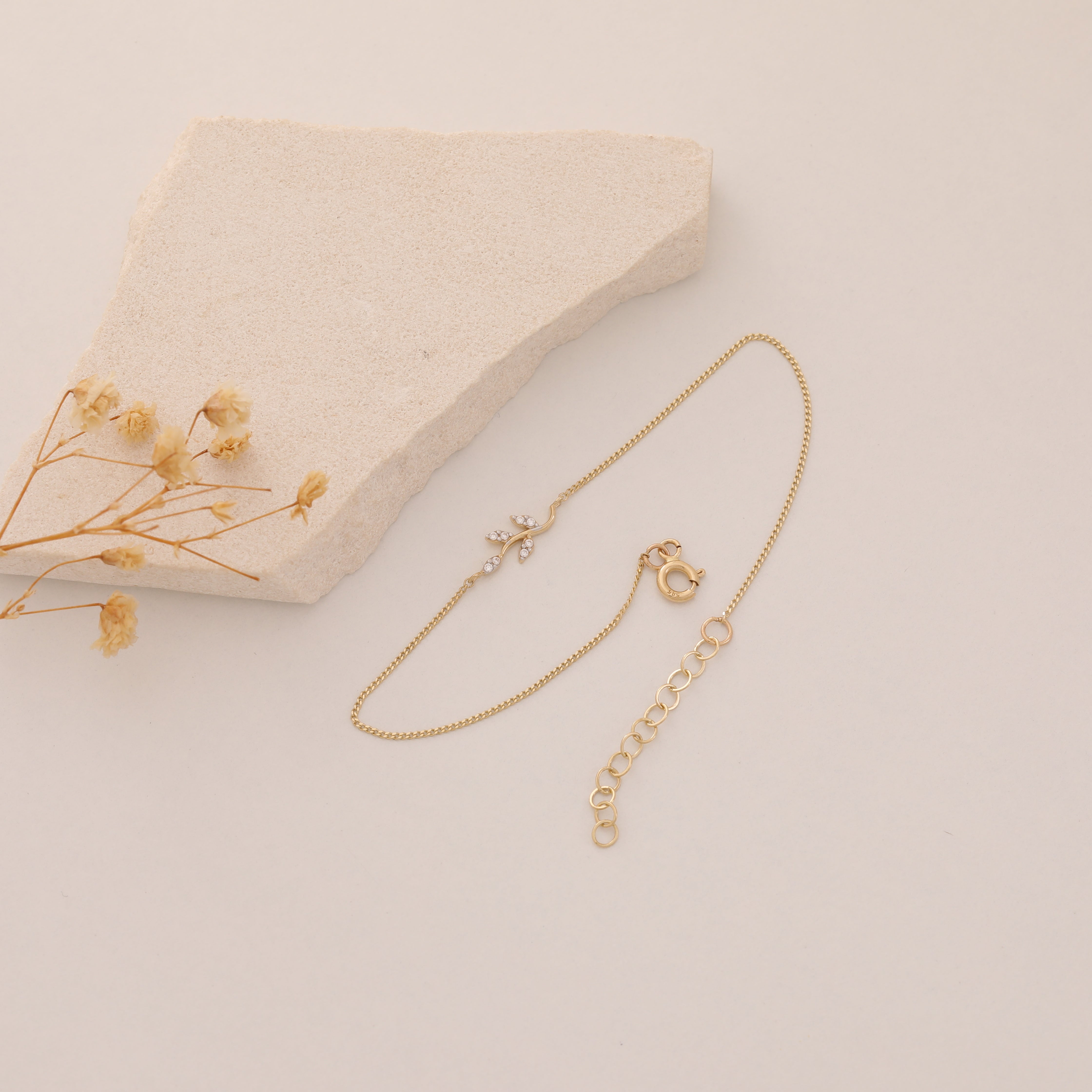 ZIRKONSTEIN TRIEBZWEIG ELEGANT ARMKETTE | 14K GOLD