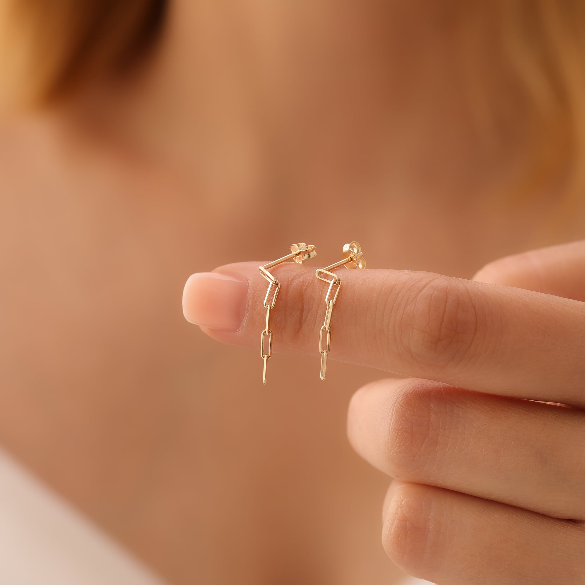 HÄNGENDE KLEINE FÜNF-TEILIGE BÜROKLAMMER-OHRRINGE | 14K GOLD