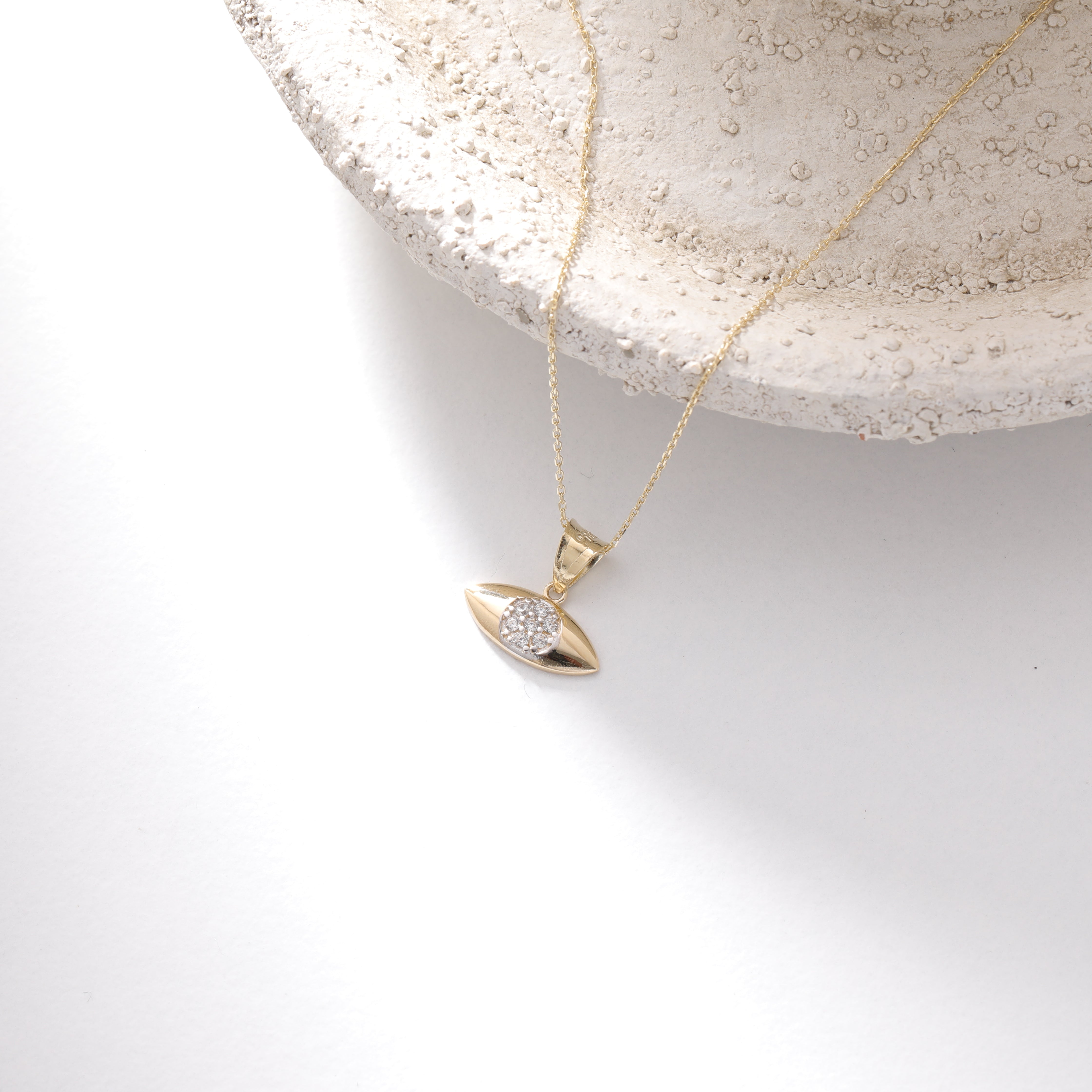 ZIRKONSTEIN AUGE ANHÄNGER | 14K GOLD