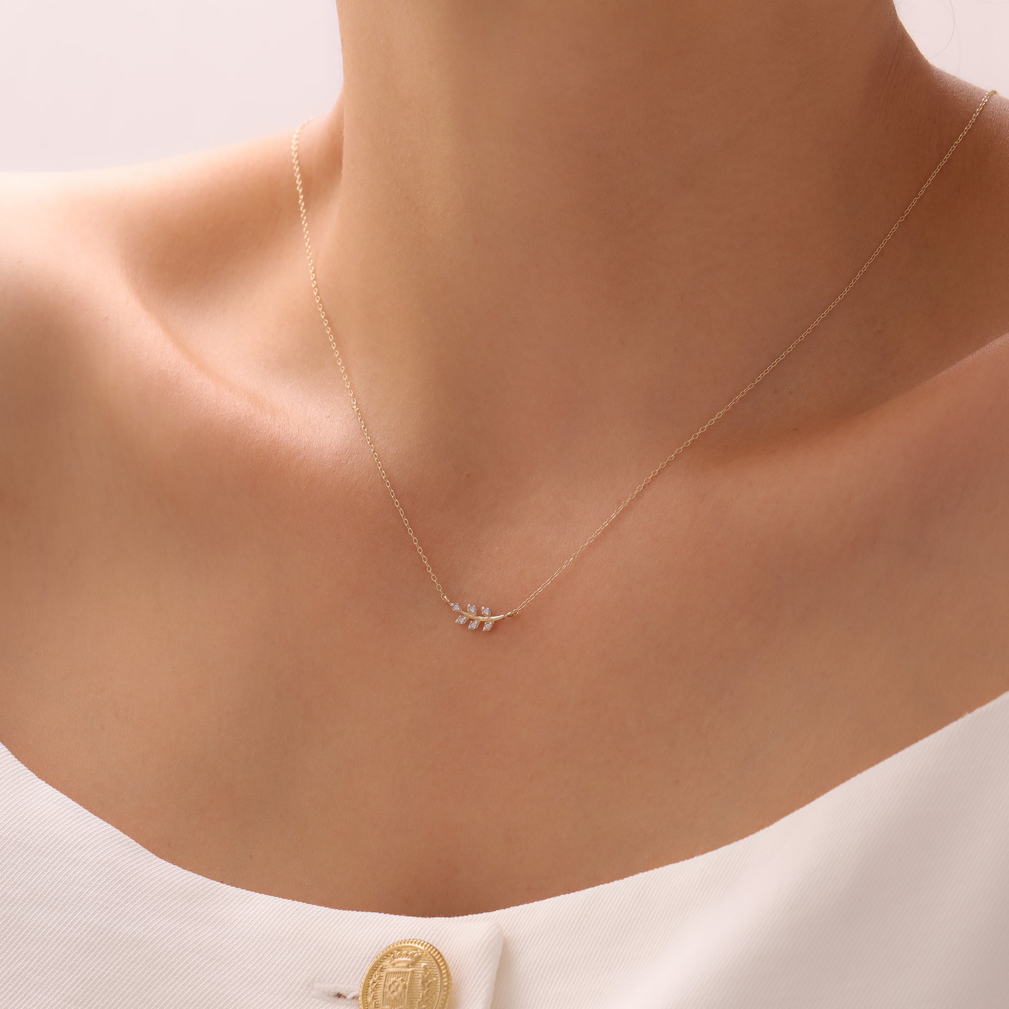 ZIRKONIA UND OLIVENZWEIG| 14K GOLD