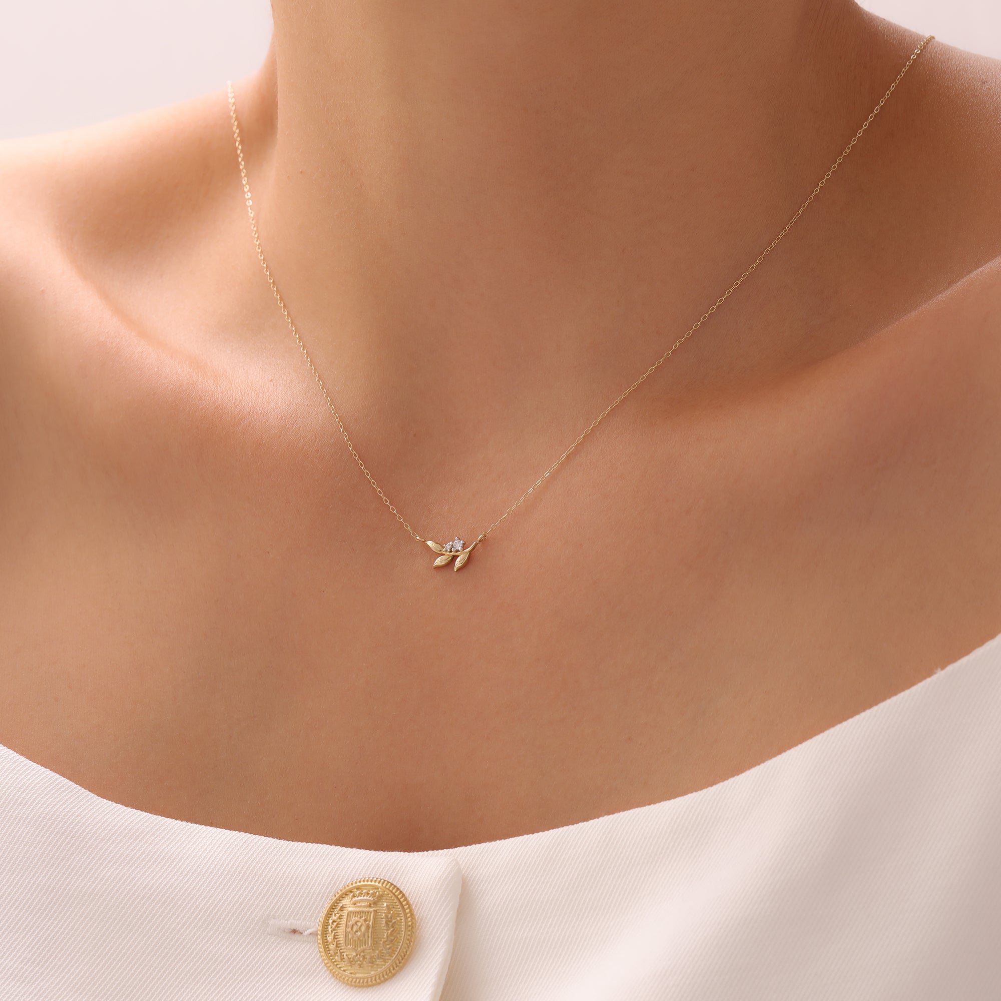 ZIRKONIA BLATT HALSKETTE | 14K GOLD