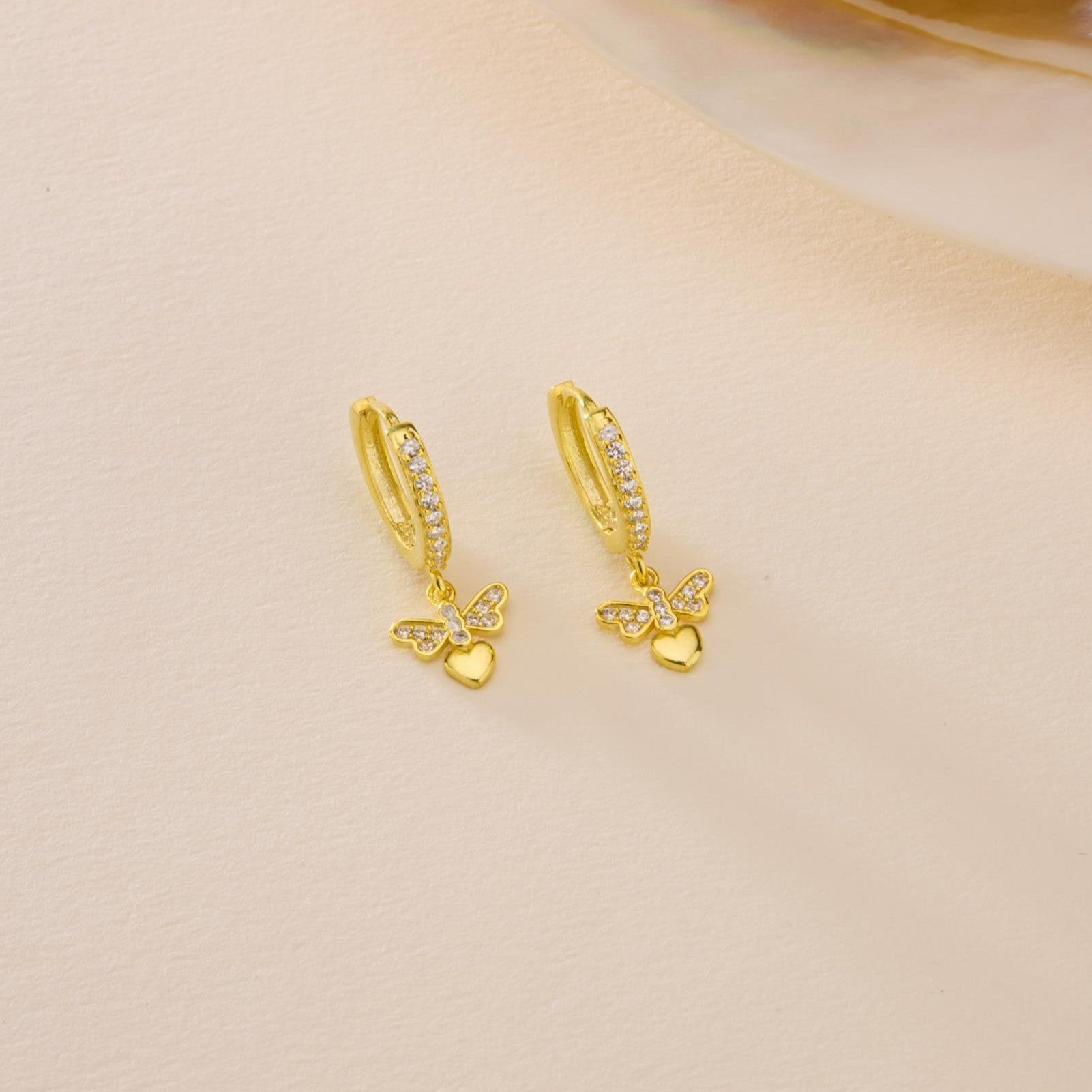 BUTTERFLY MINI HERZ OHRRINGE | 925 SILBER