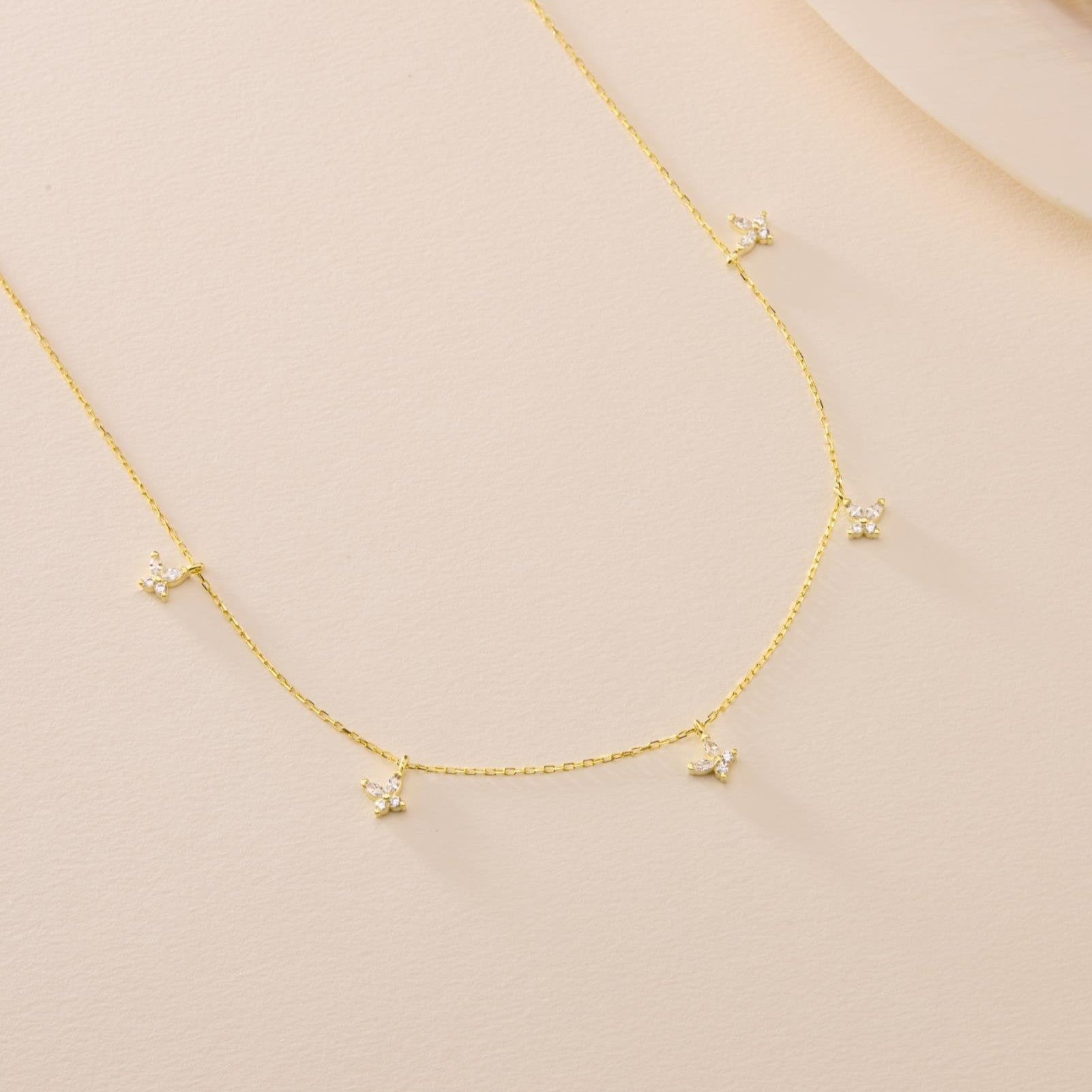 BUTTERFLY WEISS KETTE | 925 SILBER