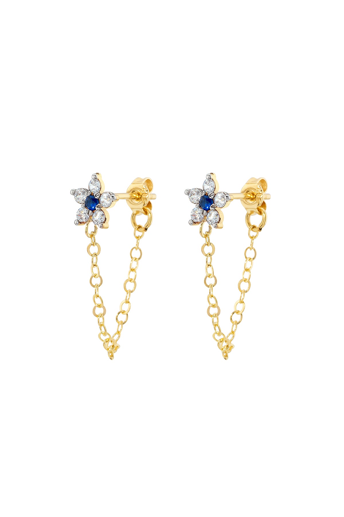GLÄNZENDER SCHWINGENDER BLUMEN-ANHÄNGER OHRRINGE | 14K GOLD