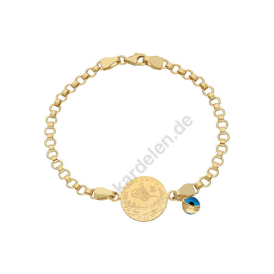 22K RESAT GEMUSTERTE ARMKETTE MIT NAZAR (8619802394967)