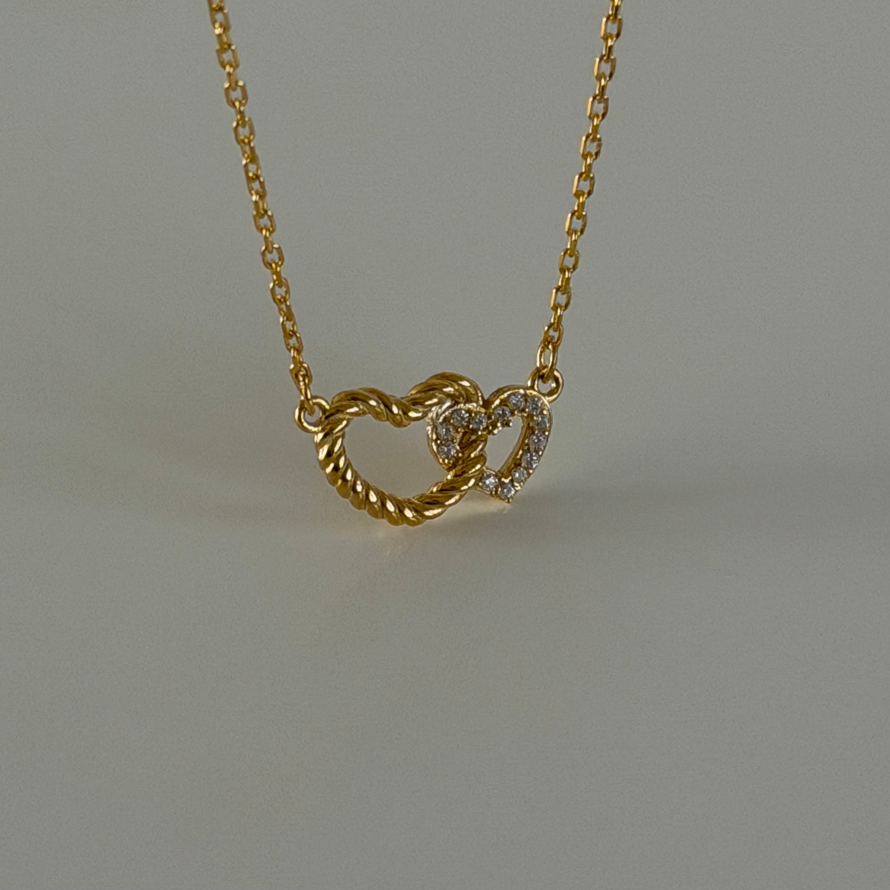 DUO HERZ HALSKETTE | 925 SILBER