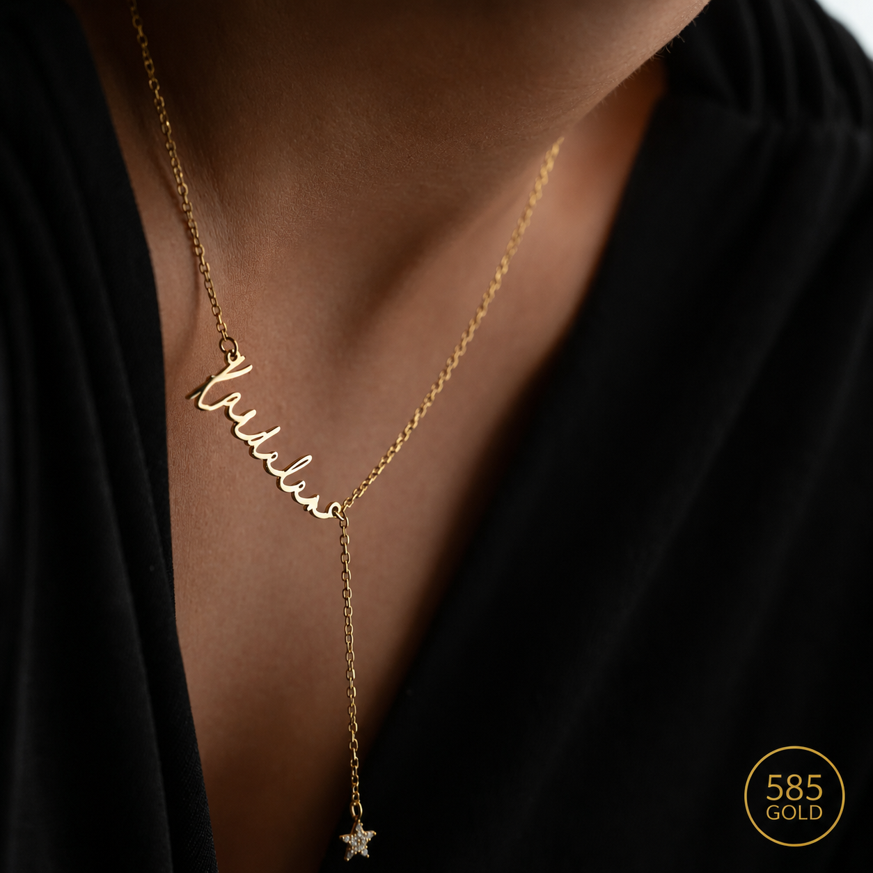 WAAGERECHT STAR NAMENSKETTE | 14K GOLD