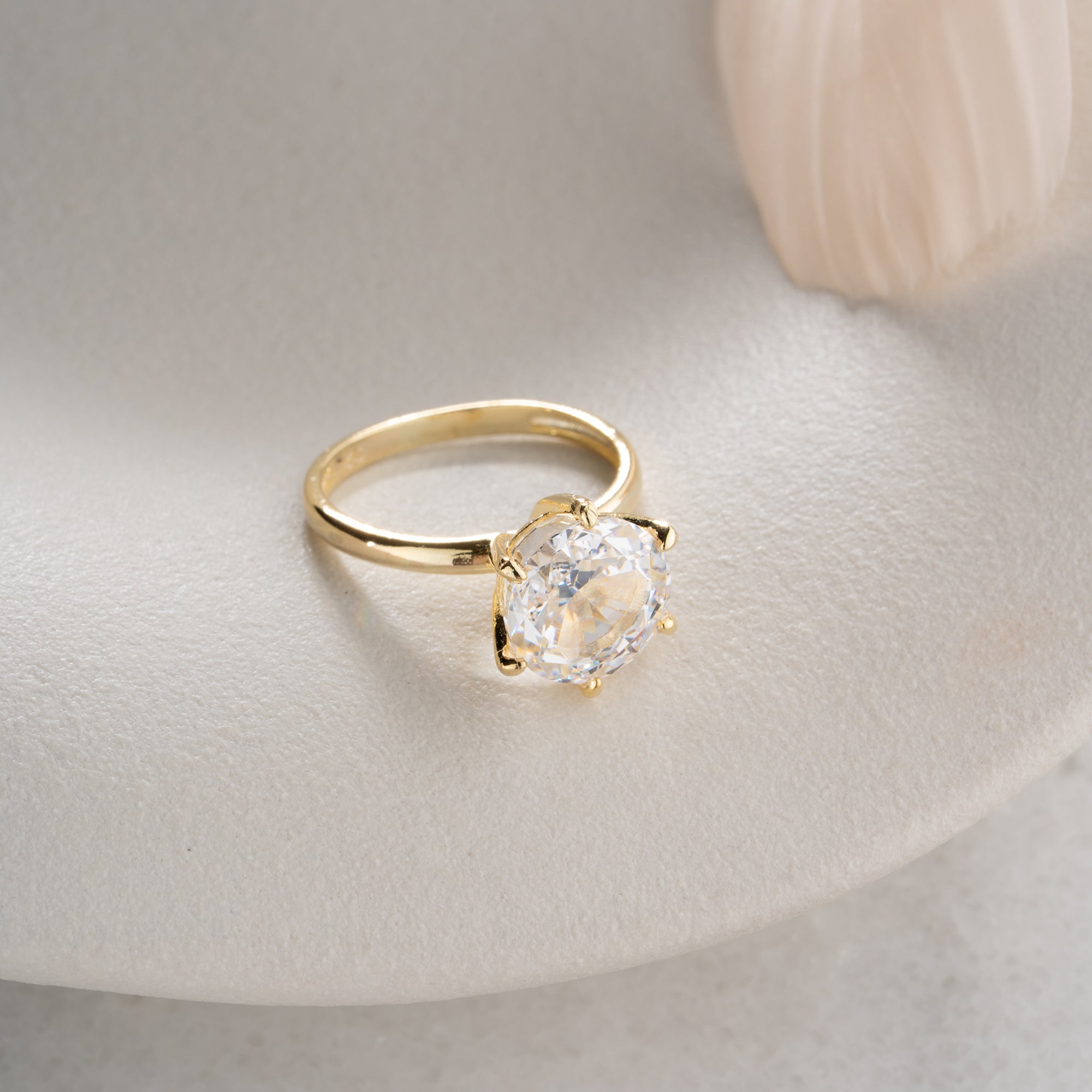 RUNDER STEIN RING | 925 SILBER