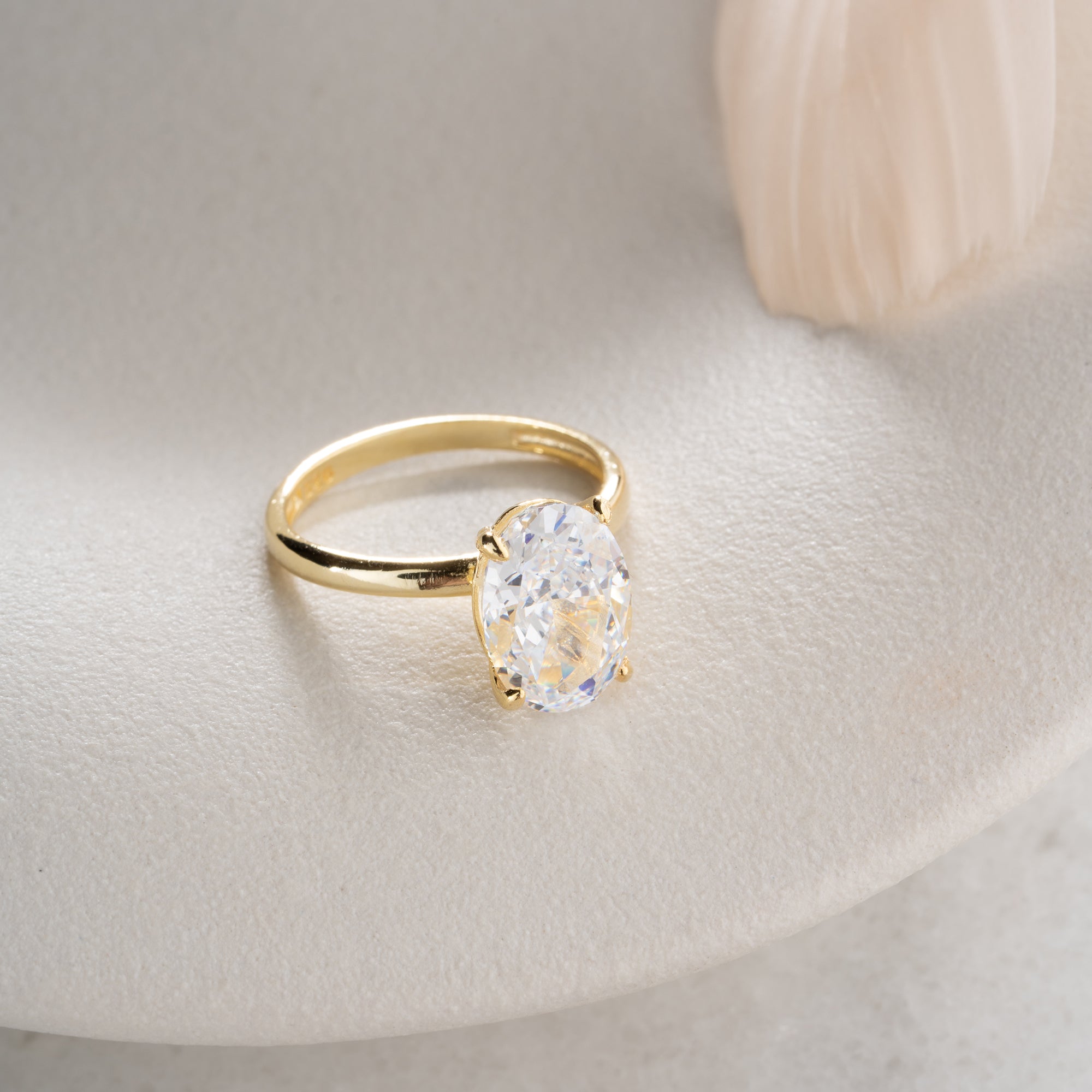 OVALER STEIN RING | 925 SILBER