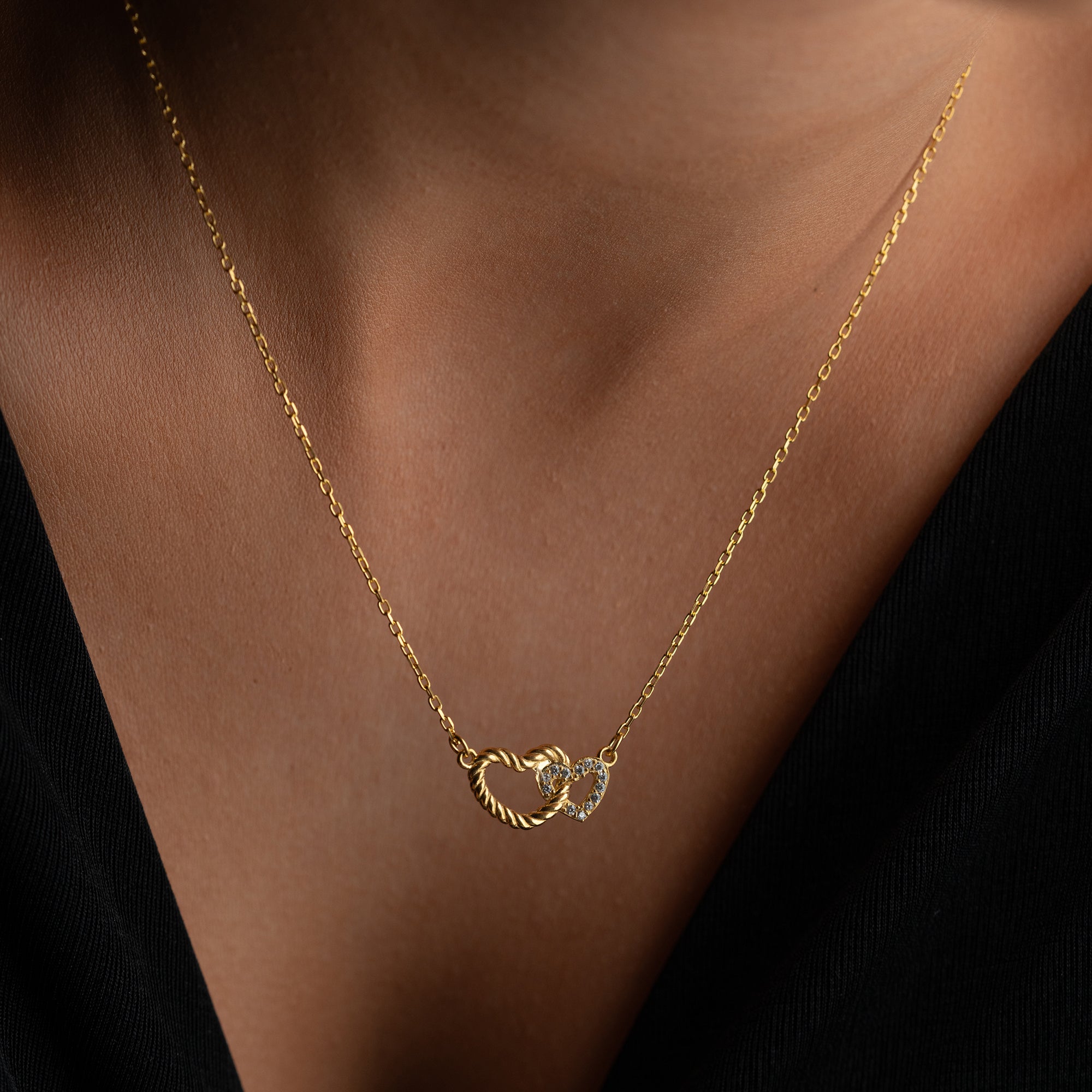 DUO HERZ HALSKETTE | 925 SILBER