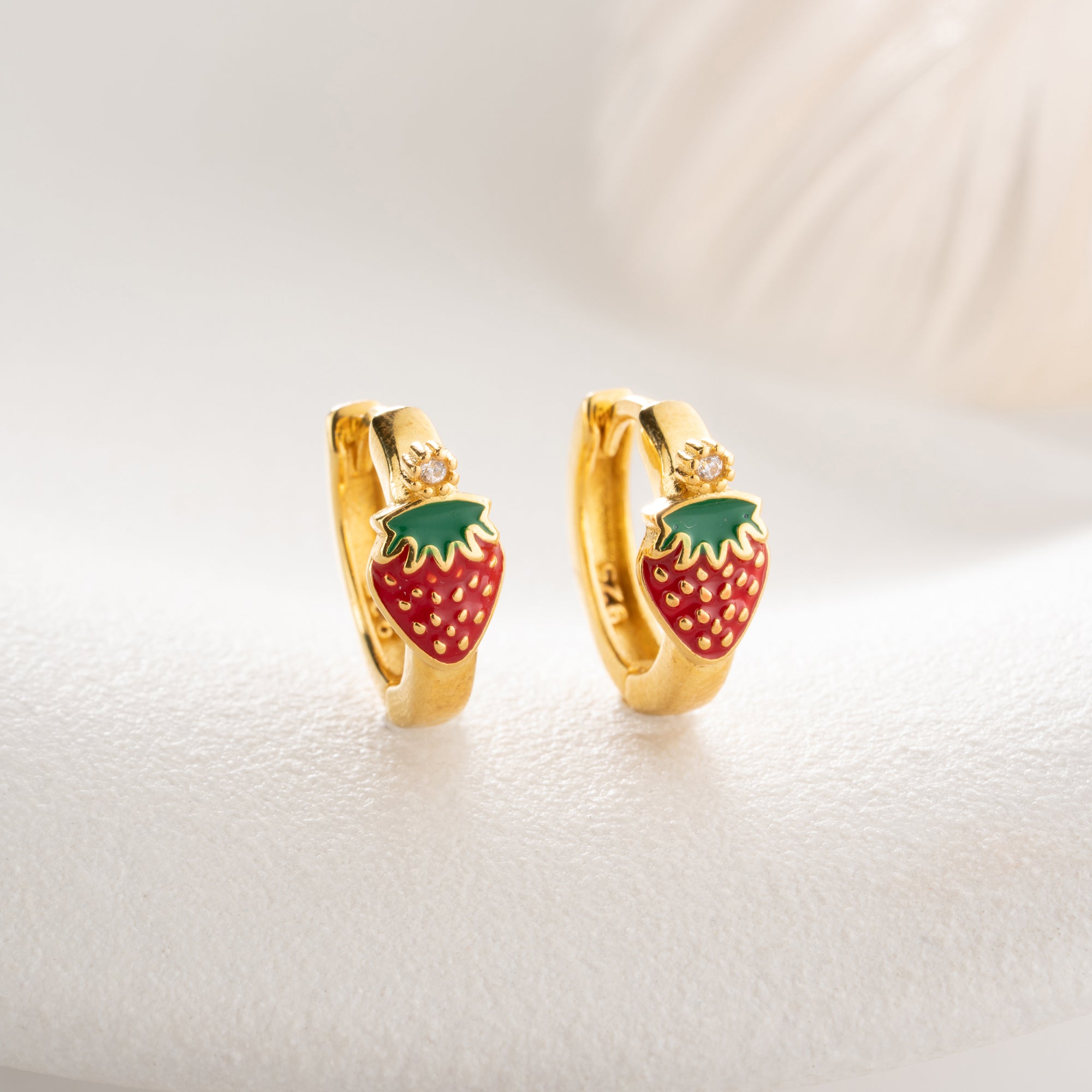 MINI-ERDBEERE OHRRINGE | 925 SILBER