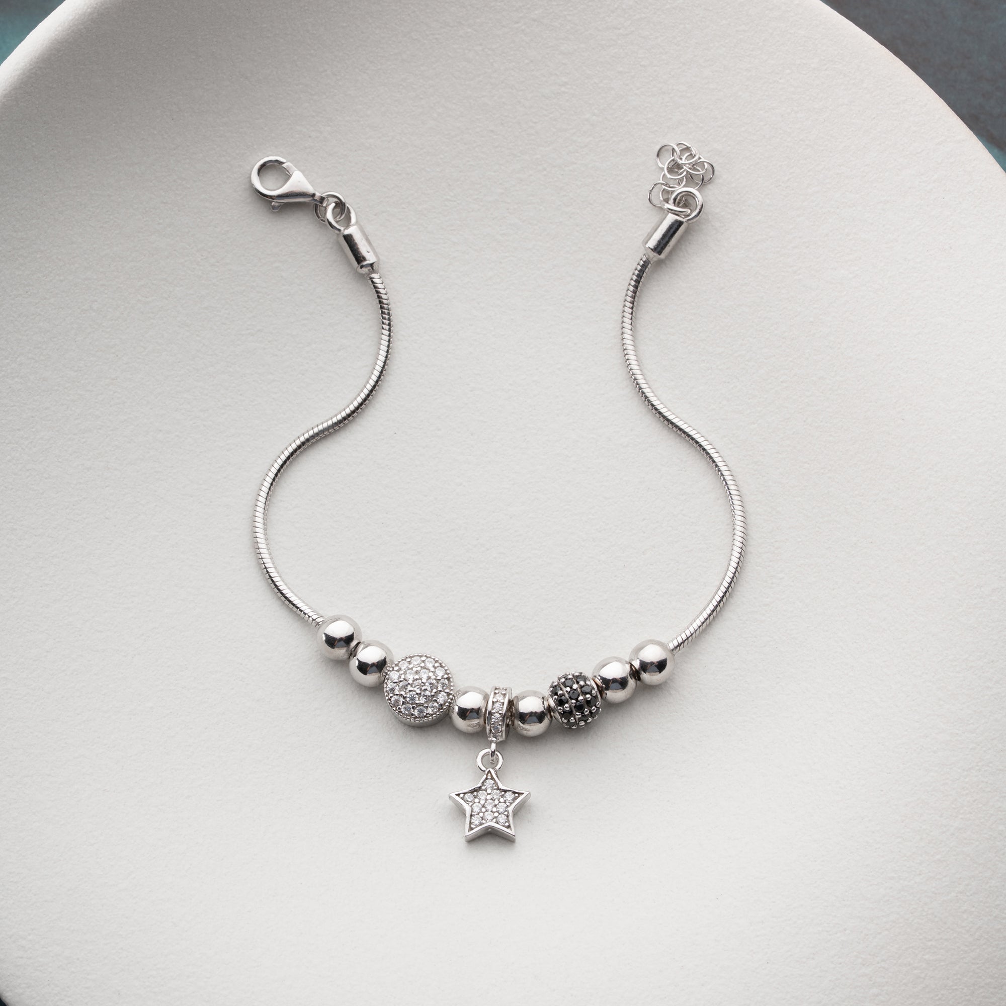 CHARM MIT STERN-ANHÄNGER ARMKETTE | 925 SILBER