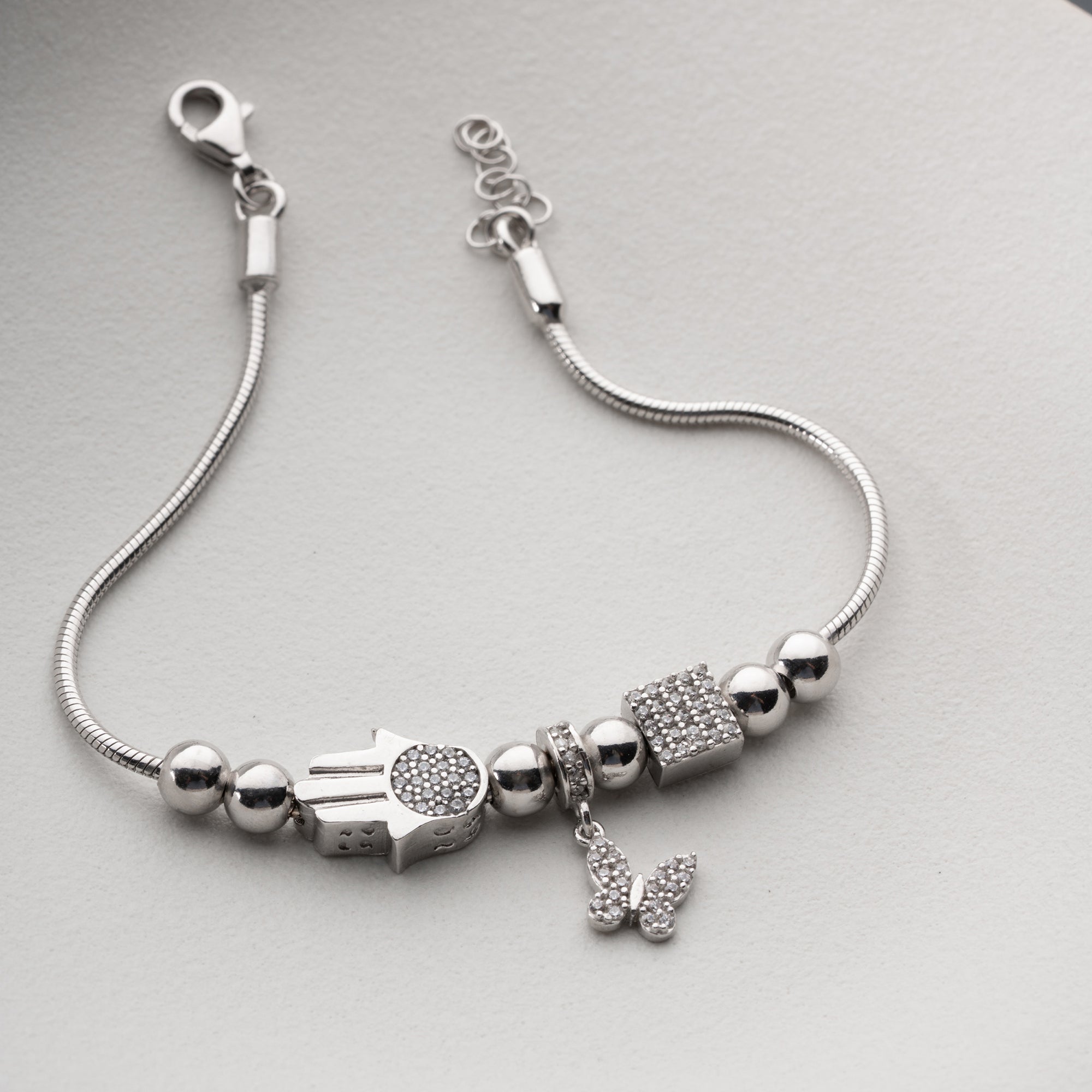 SCHMETTERLINGS-DANGLE-CHARM ARMKETTE | 925 SILBER
