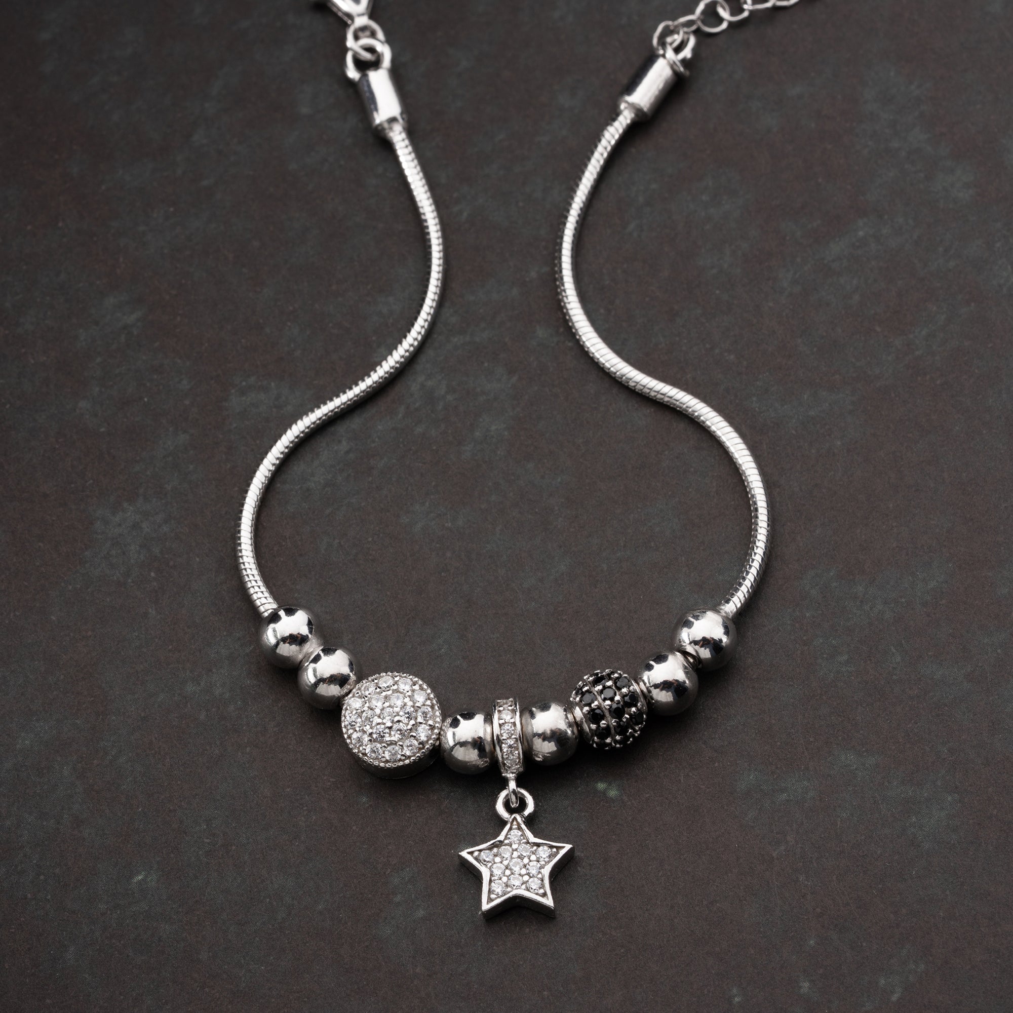 CHARM MIT STERN-ANHÄNGER ARMKETTE | 925 SILBER