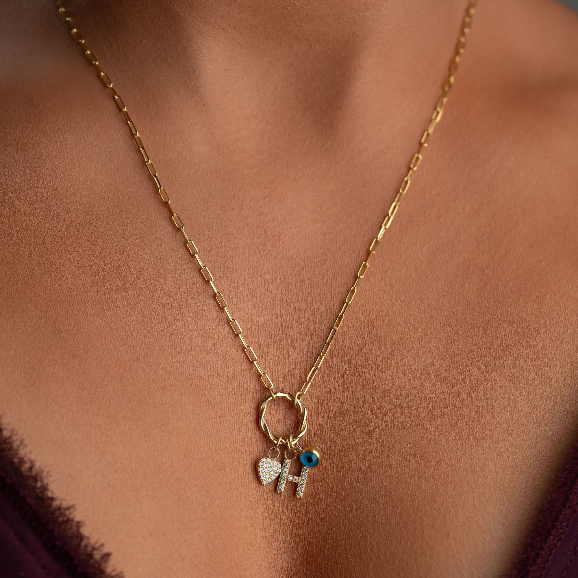 CHARM HELIX HERZ HALSKETTE | 925 SILBER
