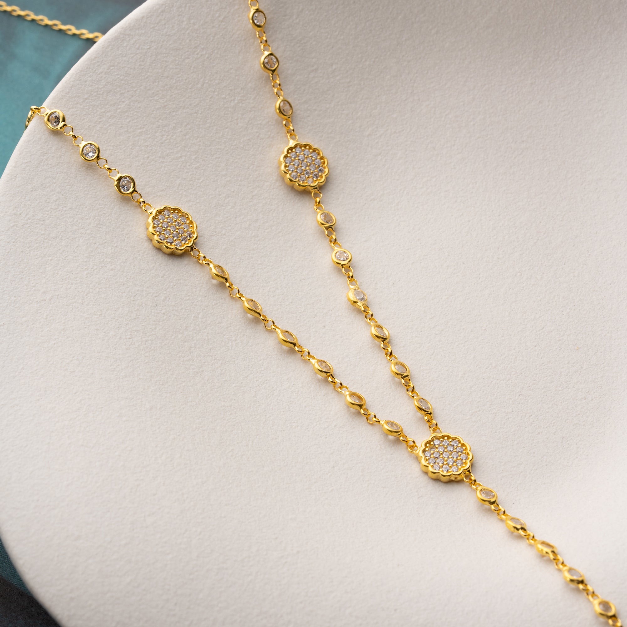 Y-MIT PAVÉ PLÄTTCHEN HALSKETTE | 925 SILBER