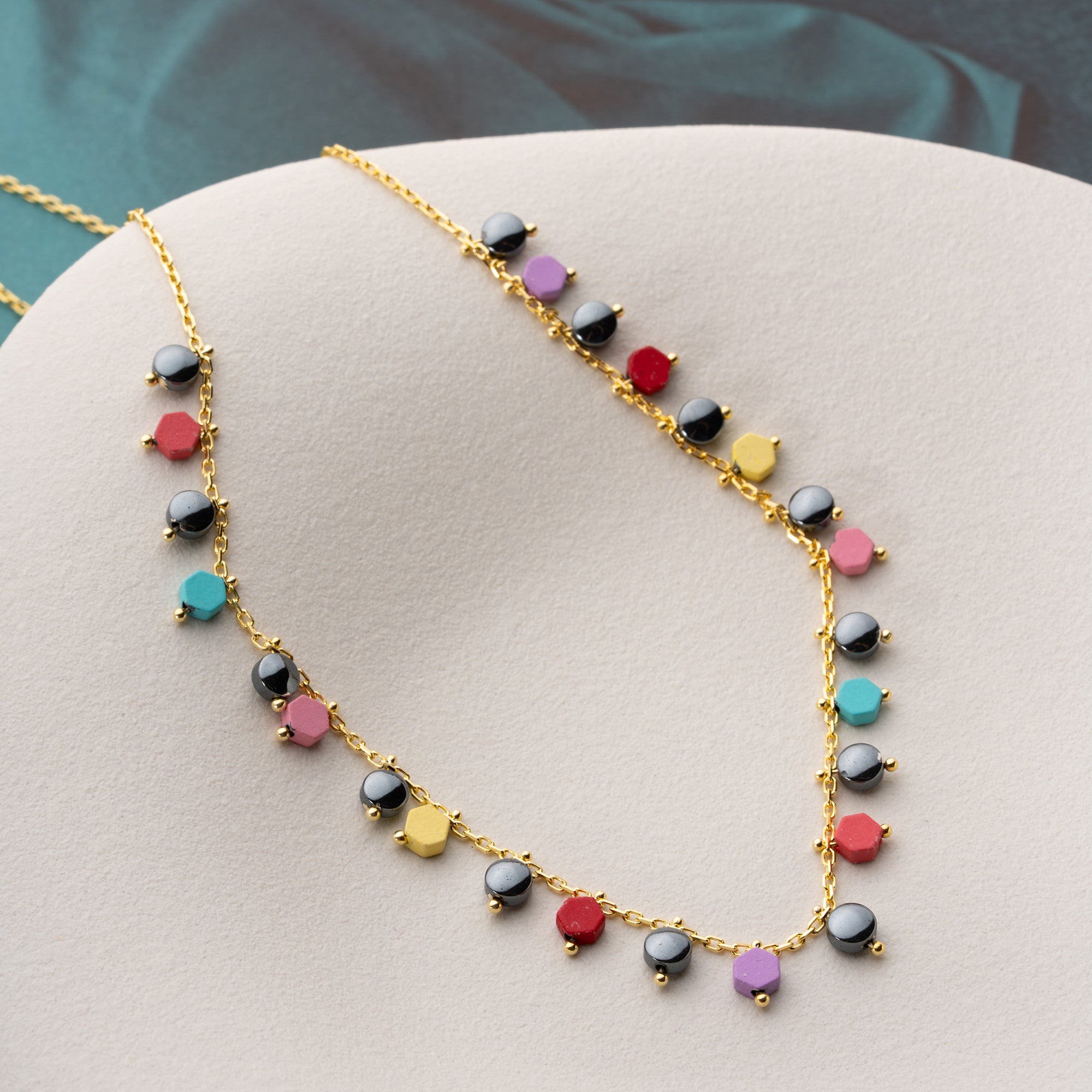 BUNTE PLÄTTCHEN HALSKETTE | 925 SILBER
