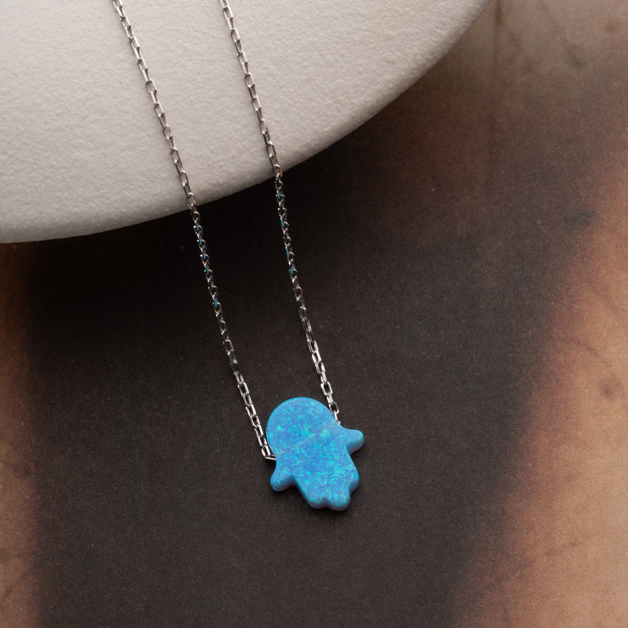 HAMSA OPAL HALSKETTE | 925 SILBER