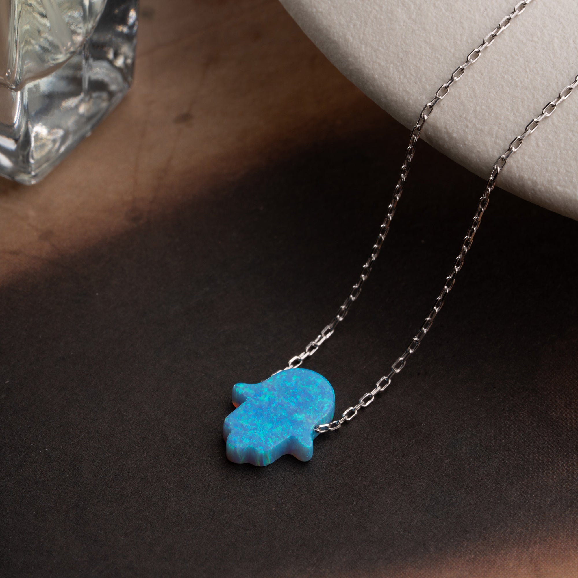HAMSA OPAL HALSKETTE | 925 SILBER