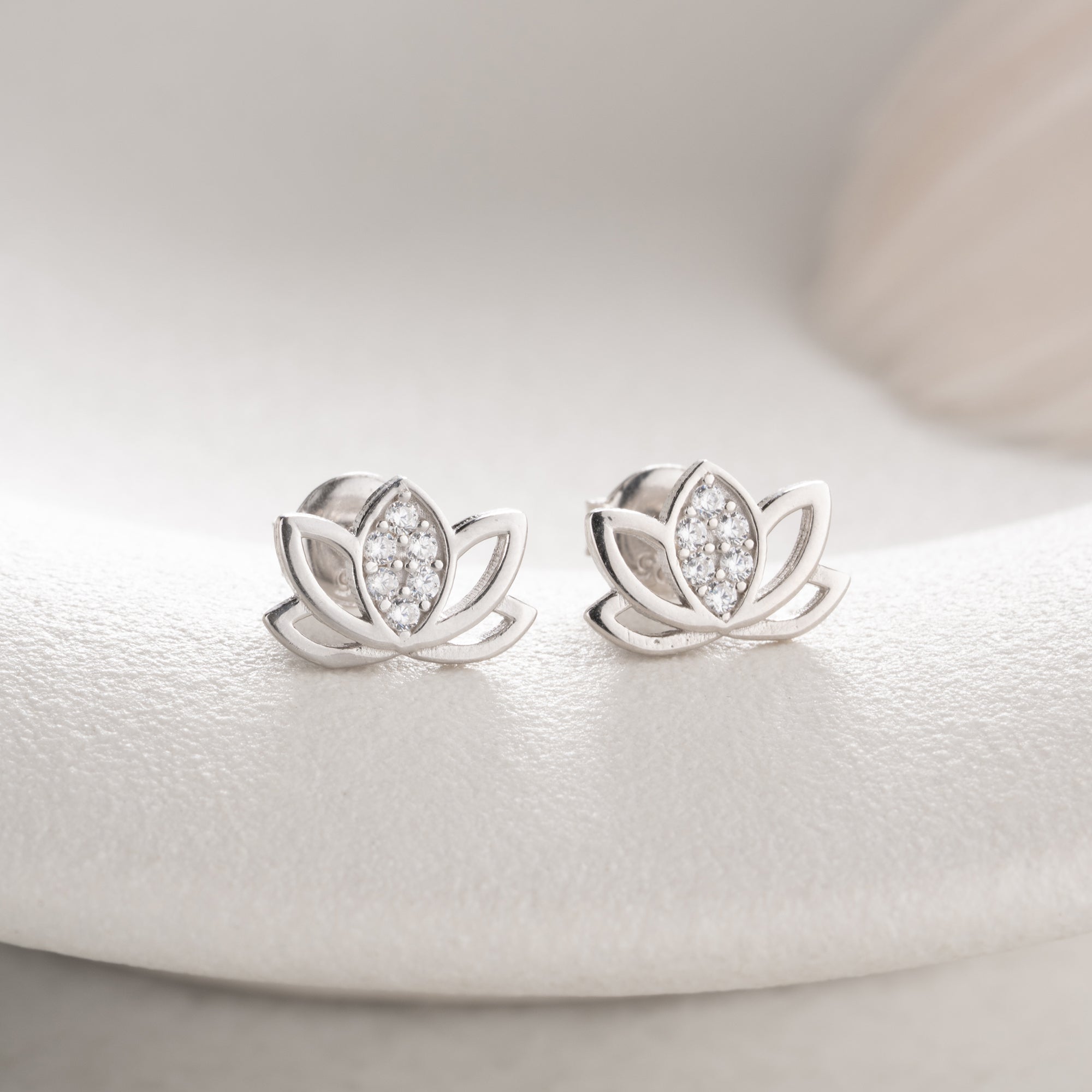 LOTUS  MIT STEINEN OHRRINGE | 925 SILBER